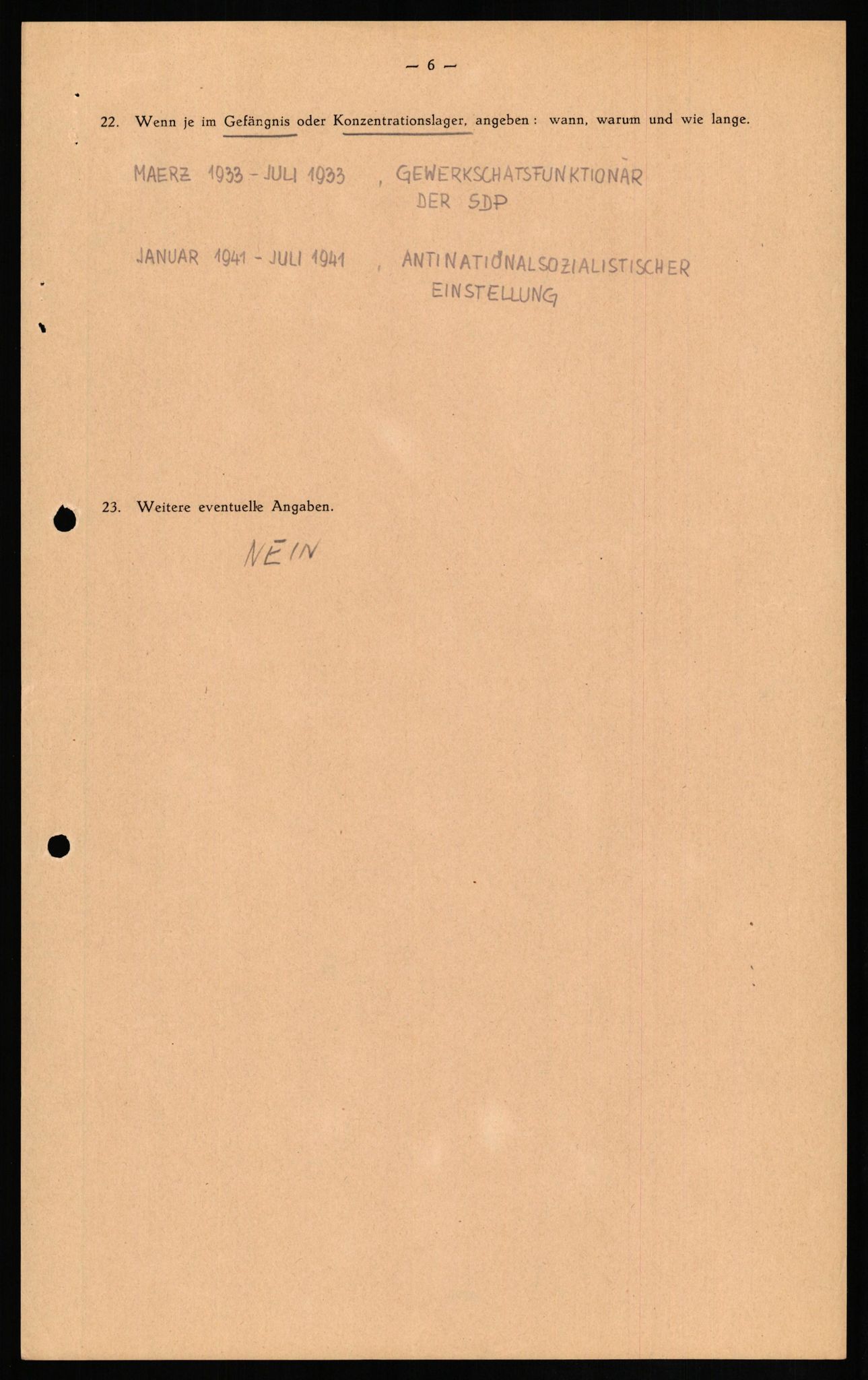 Forsvaret, Forsvarets overkommando II, AV/RA-RAFA-3915/D/Db/L0017: CI Questionaires. Tyske okkupasjonsstyrker i Norge. Tyskere., 1945-1946, s. 527