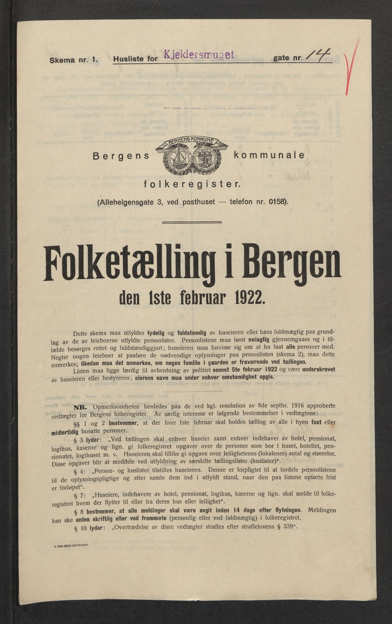 SAB, Kommunal folketelling 1922 for Bergen kjøpstad, 1922, s. 18466