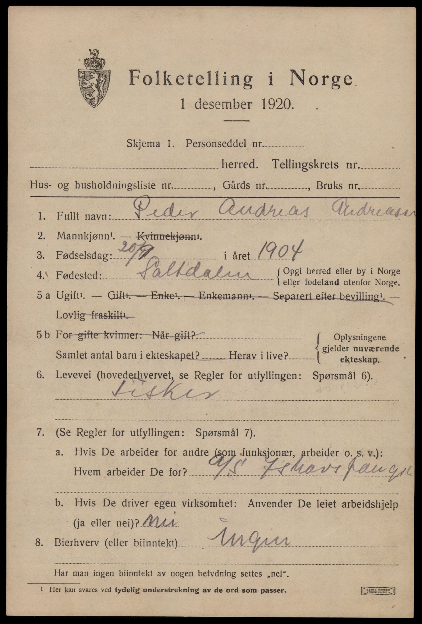 RA, Folketellinga 1920: Uplasserte skjema, 1920, s. 5627