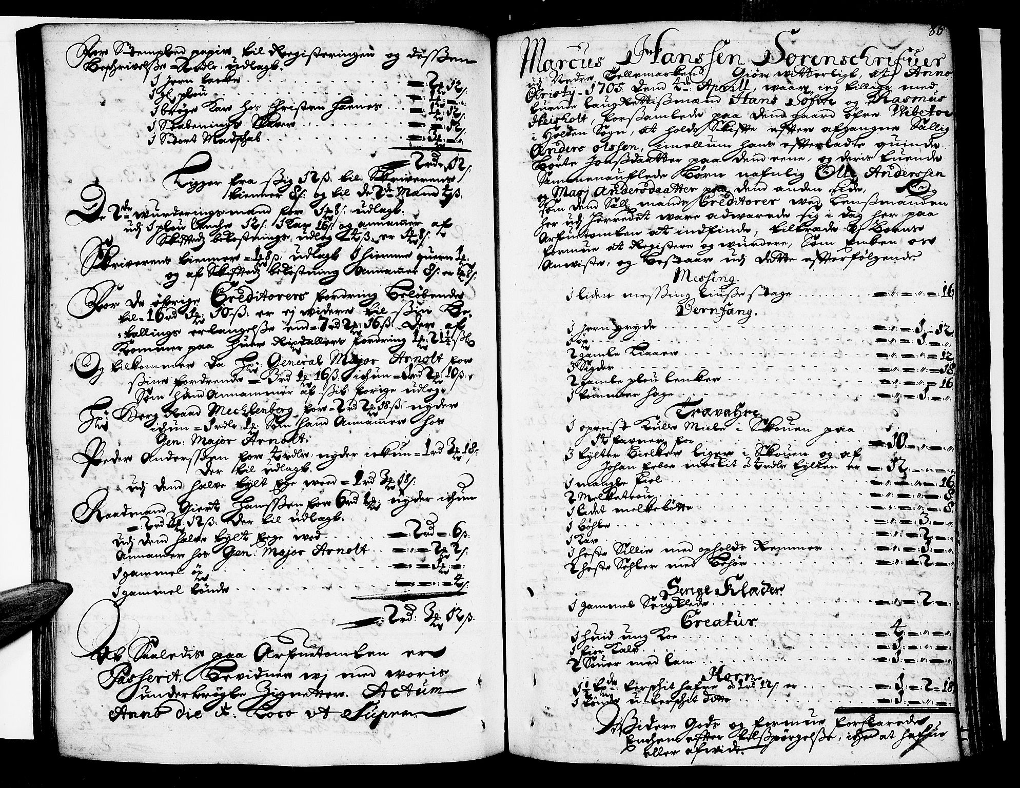 Nedre Telemark sorenskriveri, AV/SAKO-A-135/H/Hb/Hba/L0006: Skifteprotokoll, 1703-1709, s. 85b-86a