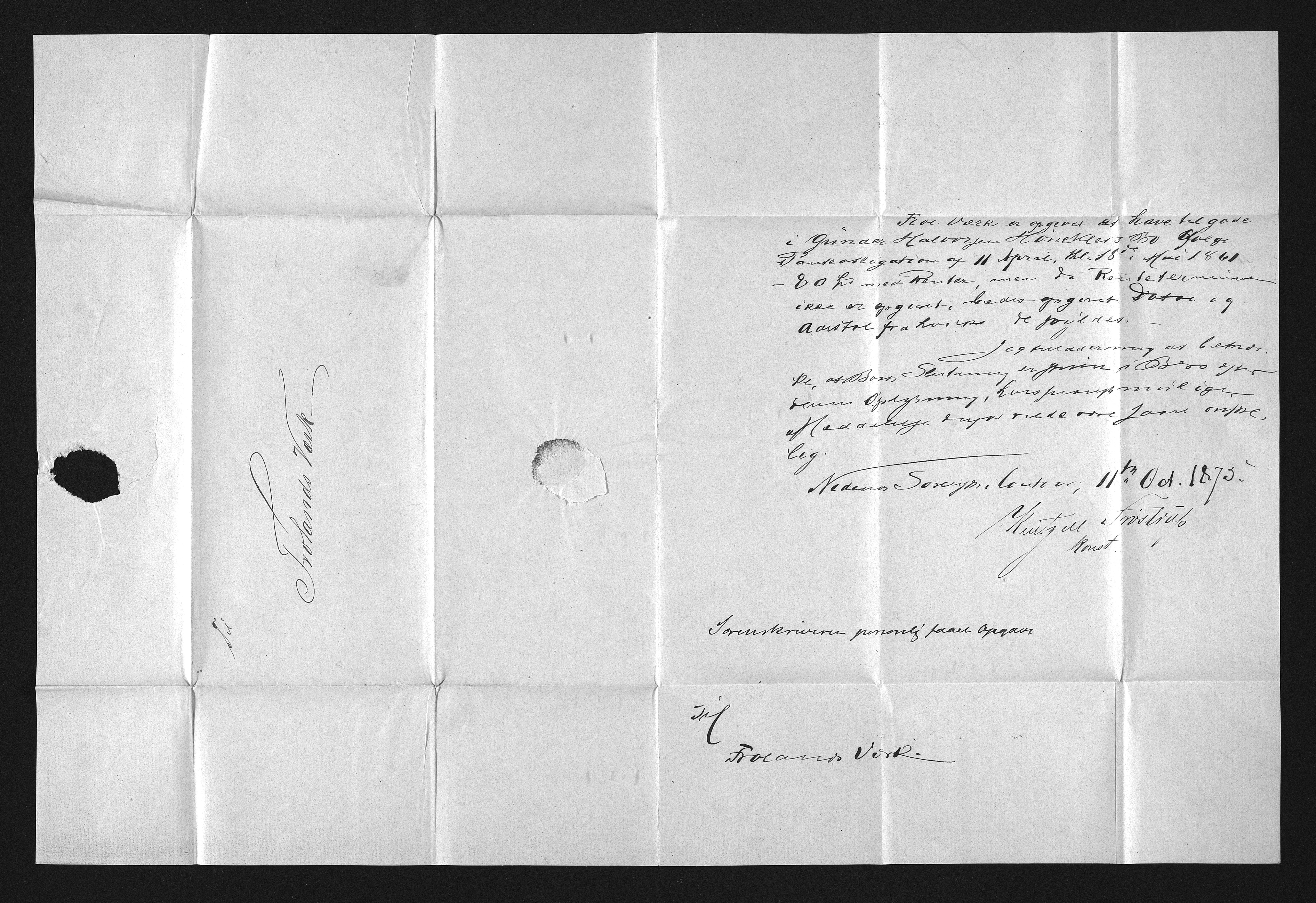 Froland Verk, AAKS/DA-1023/1/02/L0006: Innkomne brev, 1870-1875