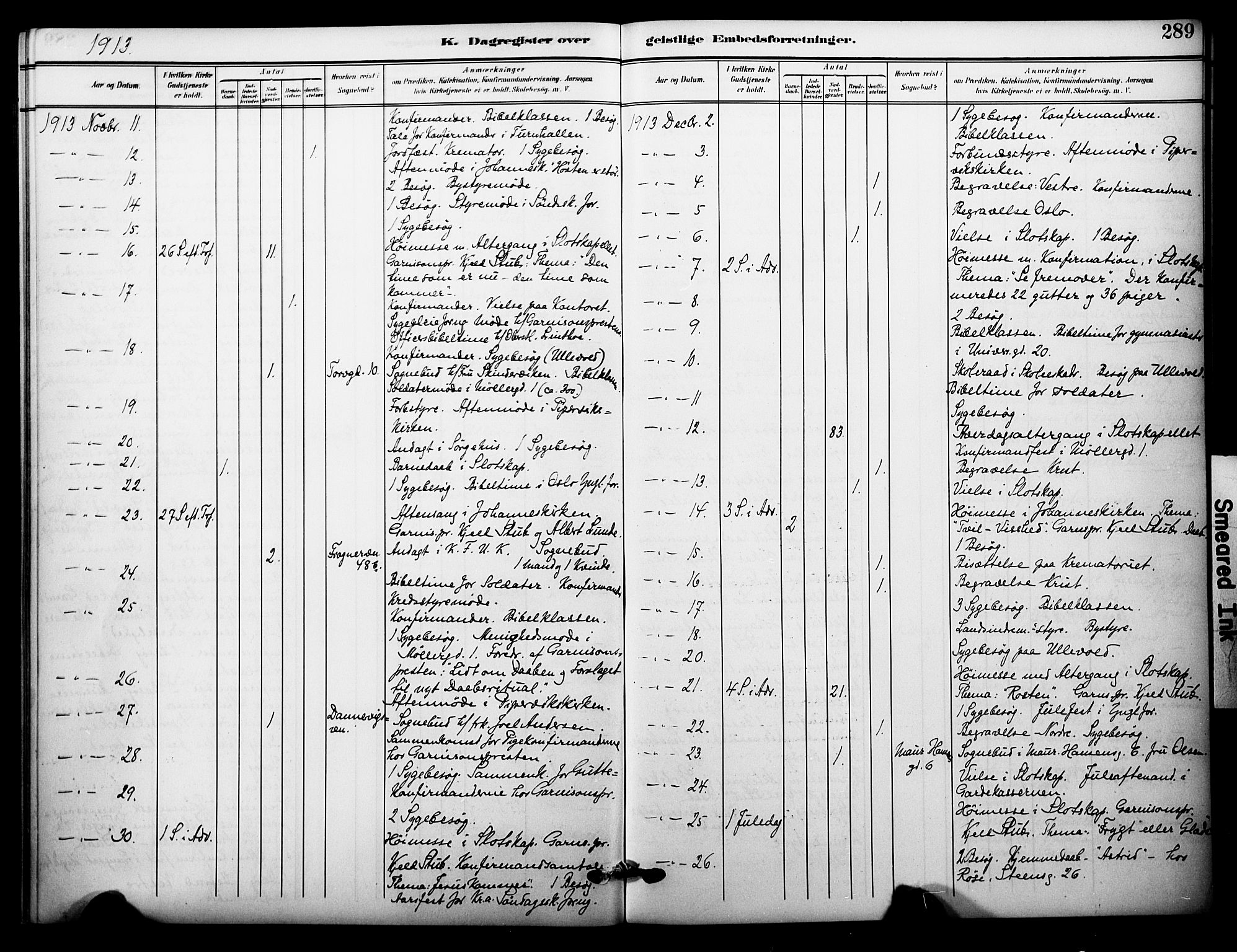 Garnisonsmenigheten Kirkebøker, AV/SAO-A-10846/F/Fa/L0014: Ministerialbok nr. 14, 1905-1914, s. 289