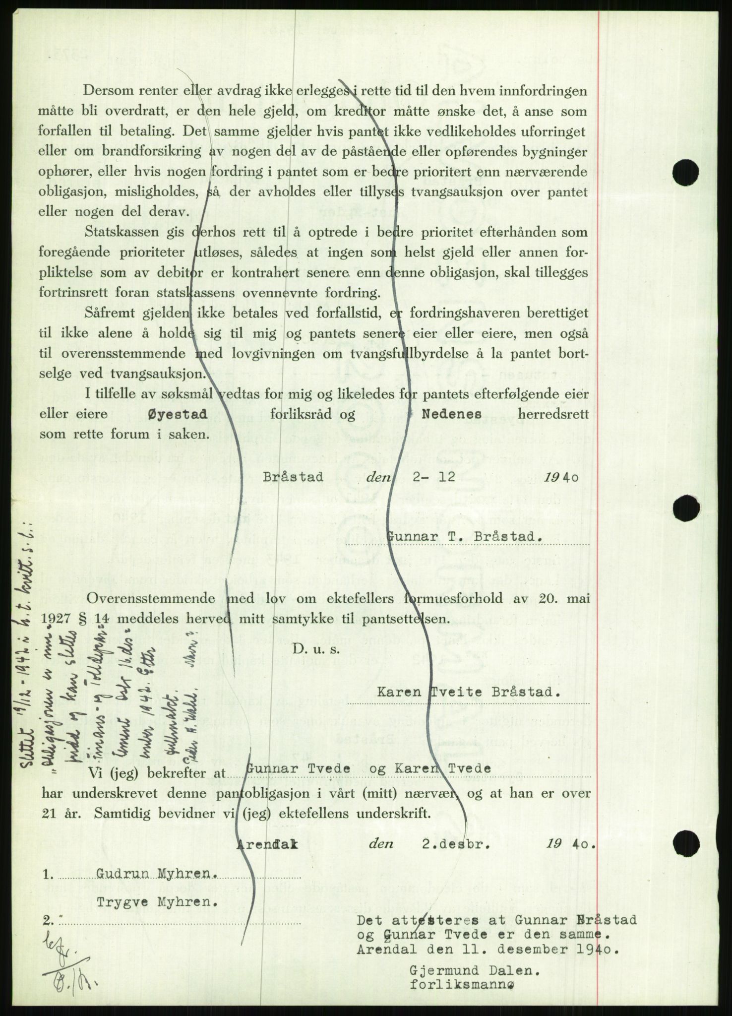 Nedenes sorenskriveri, SAK/1221-0006/G/Gb/Gbb/L0001: Pantebok nr. I, 1939-1942, Dagboknr: 1149/1940