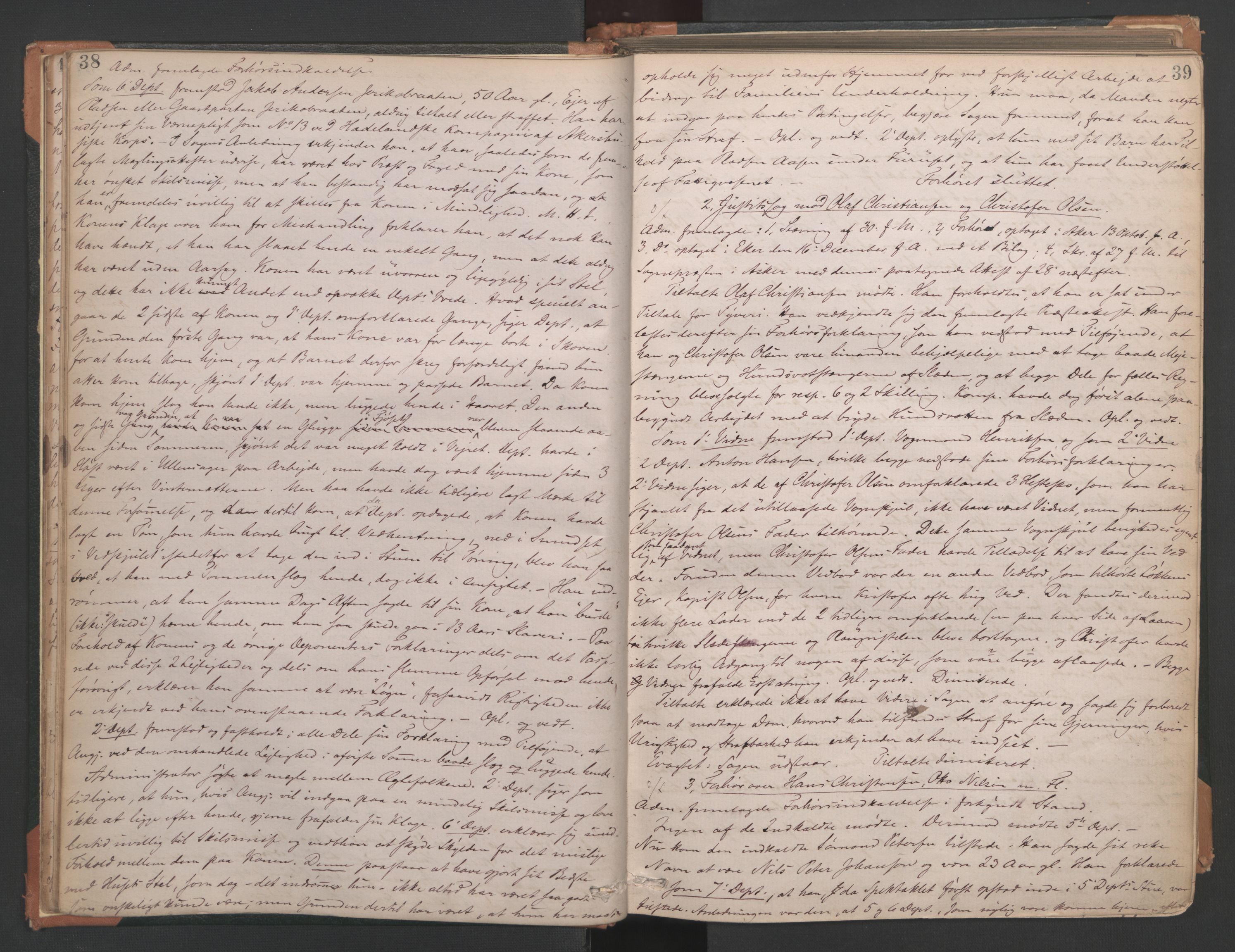 Aker sorenskriveri, AV/SAO-A-10895/F/Fc/Fcb/L0039: Ekstrarettsprotokoll, 1871-1874, s. 38-39