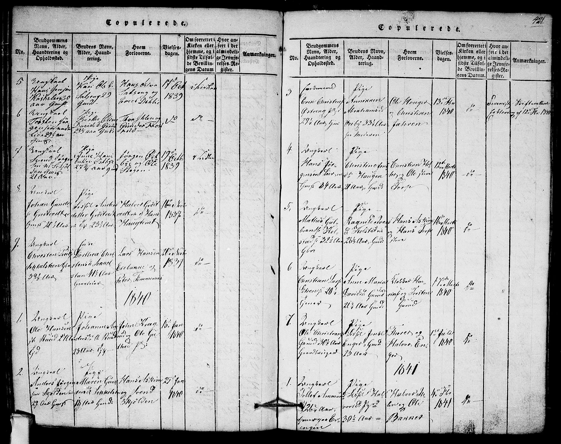 Askim prestekontor Kirkebøker, SAO/A-10900/G/Ga/L0001: Klokkerbok nr. 1, 1817-1846, s. 420-421