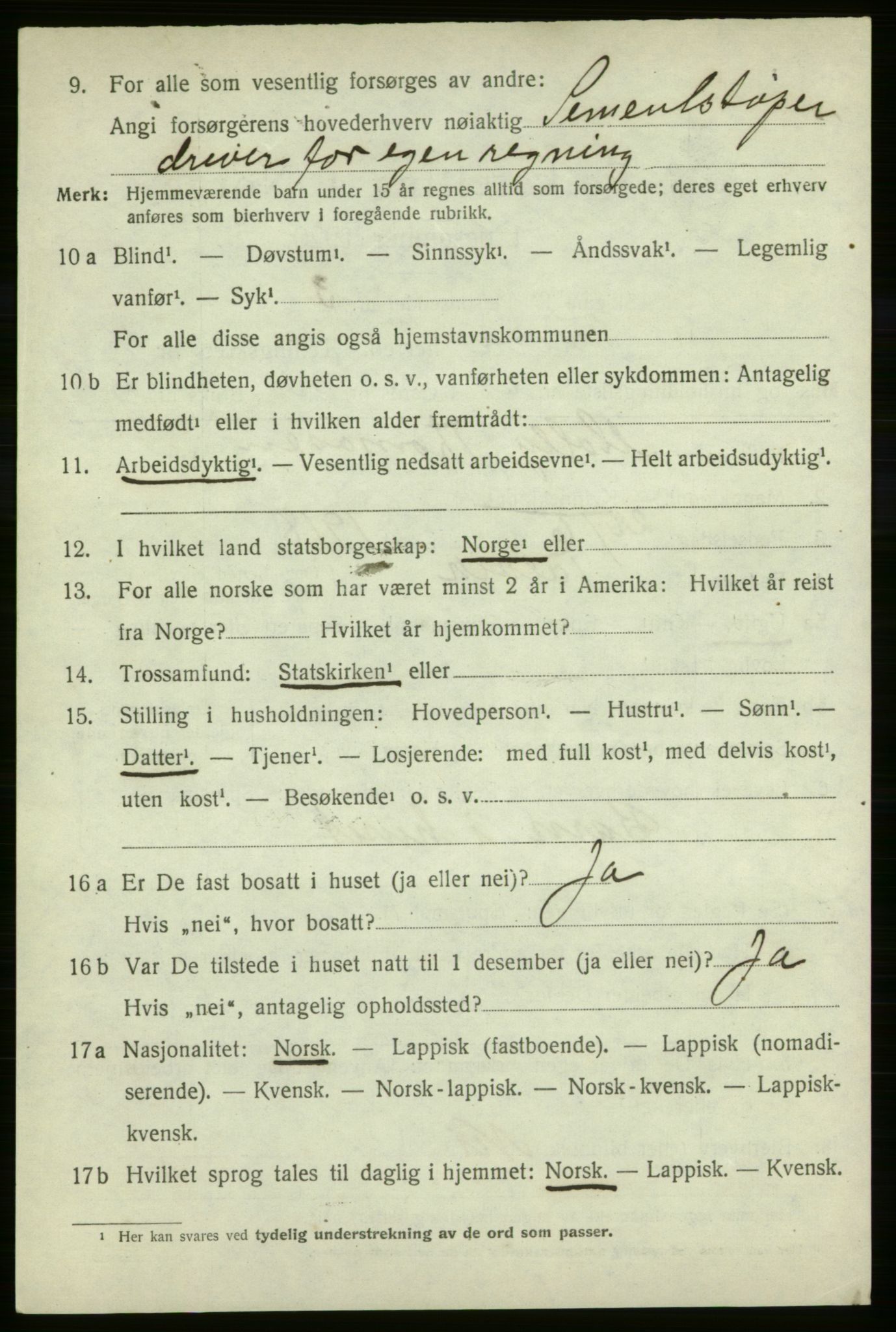 SATØ, Folketelling 1920 for 2013 Talvik herred, 1920, s. 3285