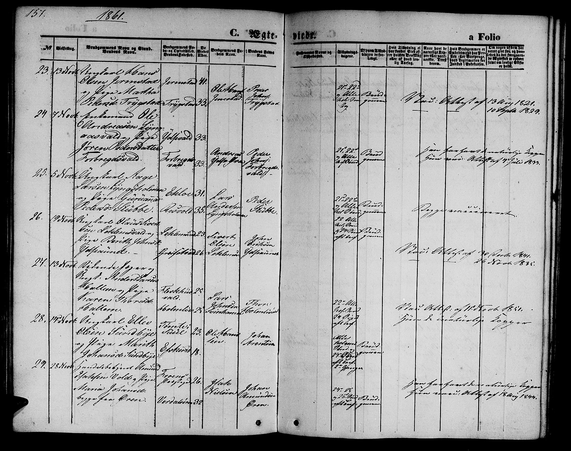 Ministerialprotokoller, klokkerbøker og fødselsregistre - Nord-Trøndelag, SAT/A-1458/723/L0254: Klokkerbok nr. 723C02, 1858-1868, s. 157