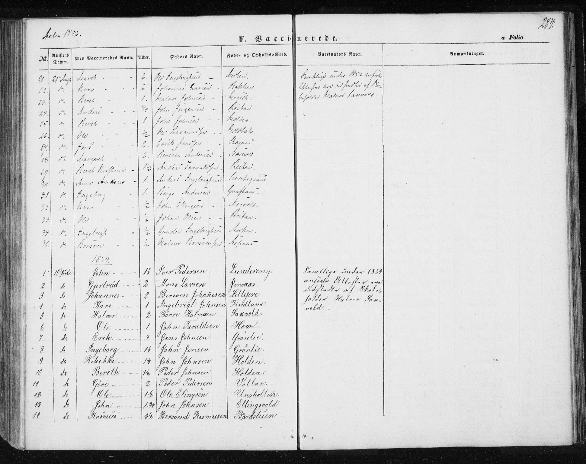 Ministerialprotokoller, klokkerbøker og fødselsregistre - Sør-Trøndelag, SAT/A-1456/685/L0965: Ministerialbok nr. 685A06 /3, 1846-1859, s. 284