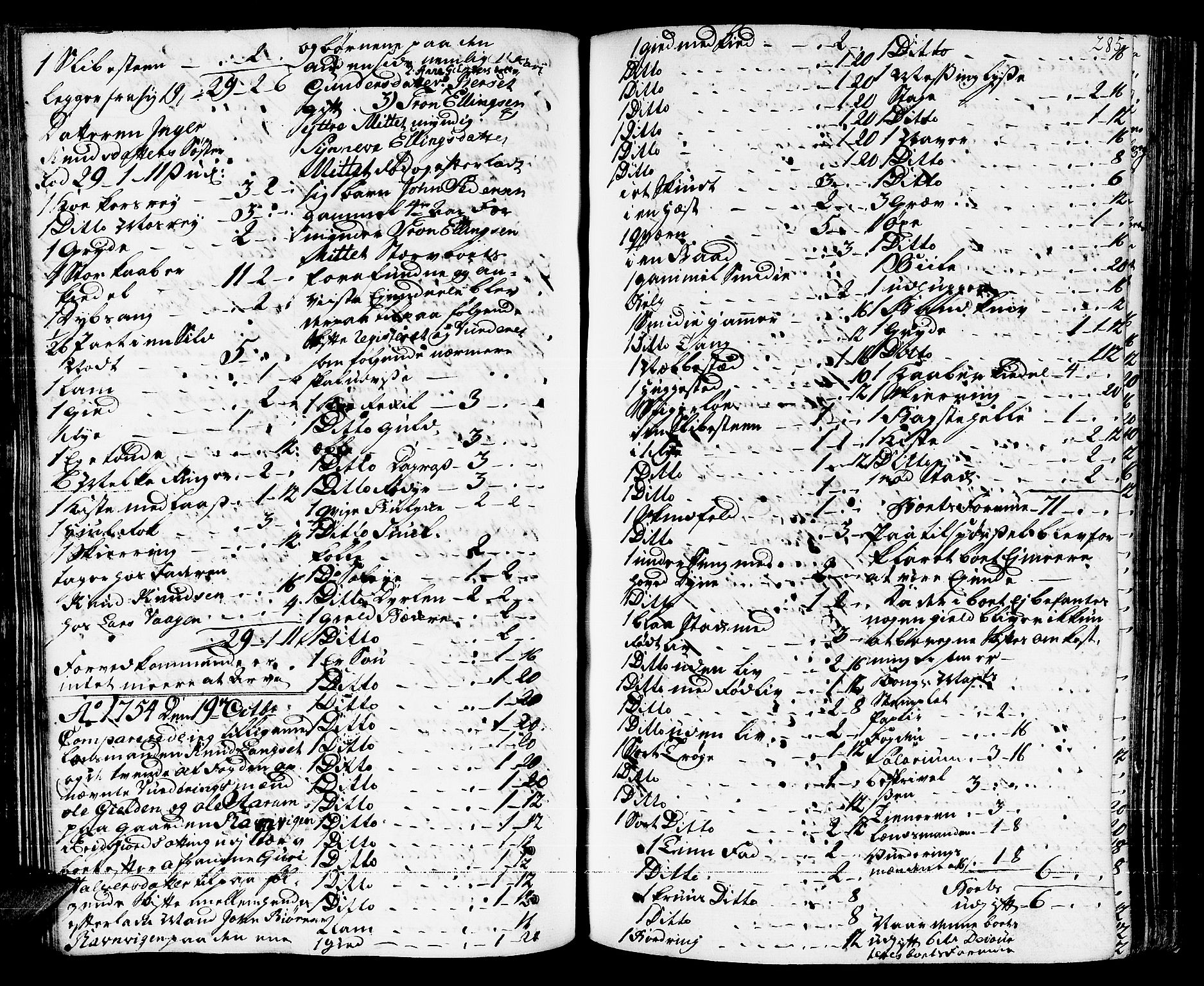 Romsdal sorenskriveri, AV/SAT-A-4149/1/3/3A/L0008: Skifteprotokoll, 1752-1761, s. 284b-285a