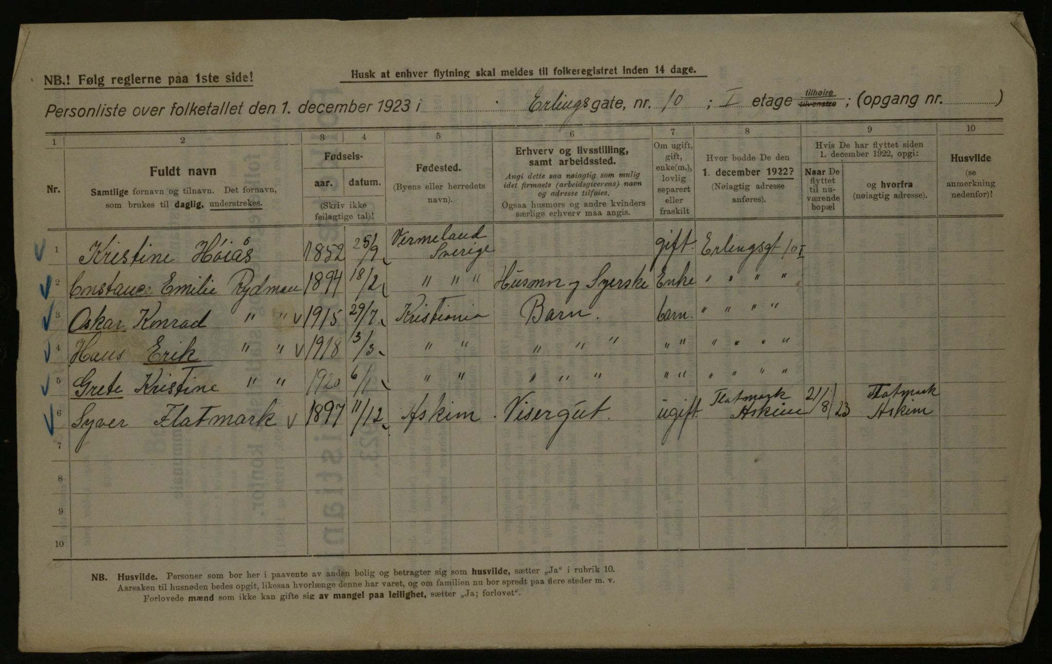 OBA, Kommunal folketelling 1.12.1923 for Kristiania, 1923, s. 24783