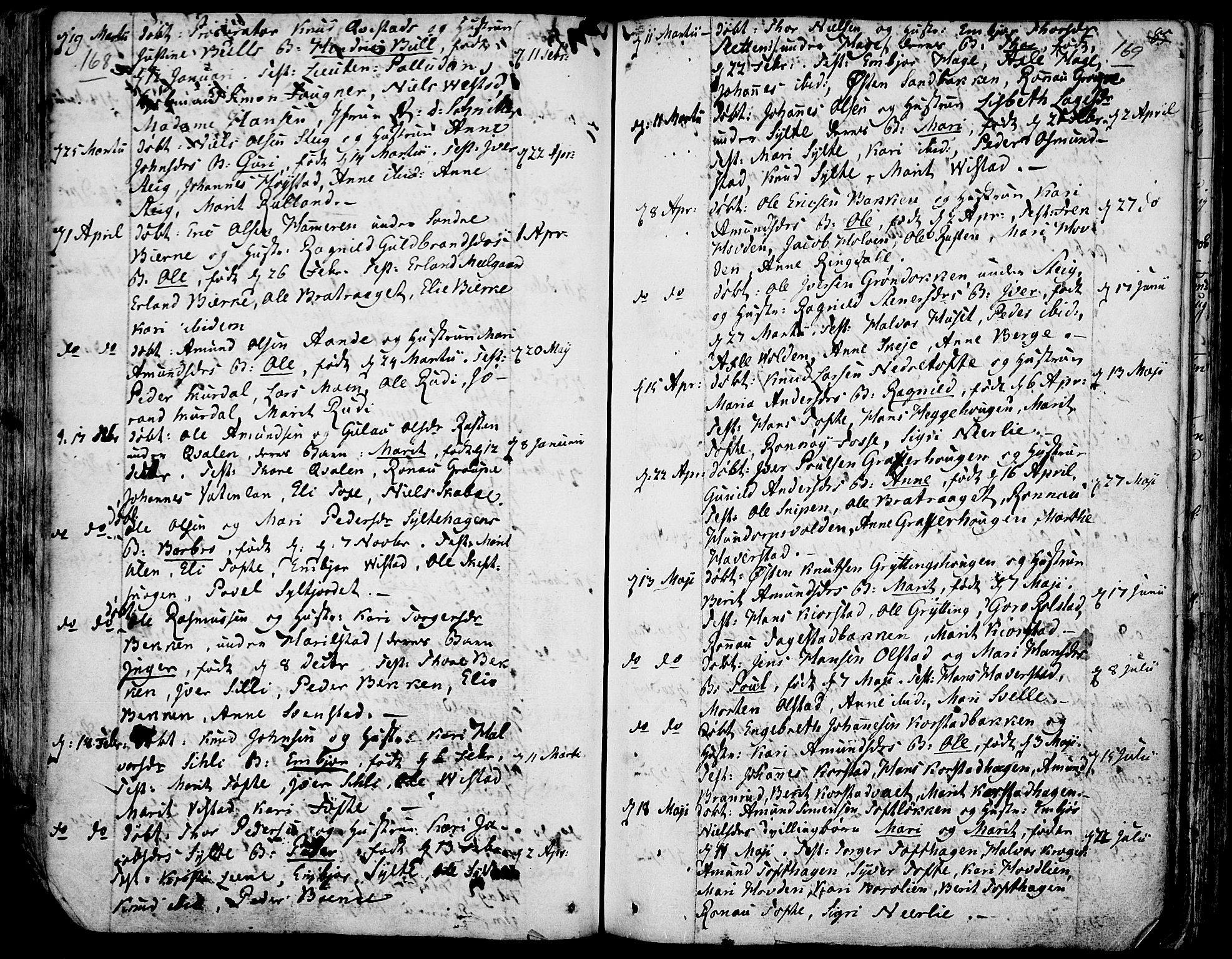 Fron prestekontor, AV/SAH-PREST-078/H/Ha/Haa/L0001: Ministerialbok nr. 1, 1799-1816, s. 168-169