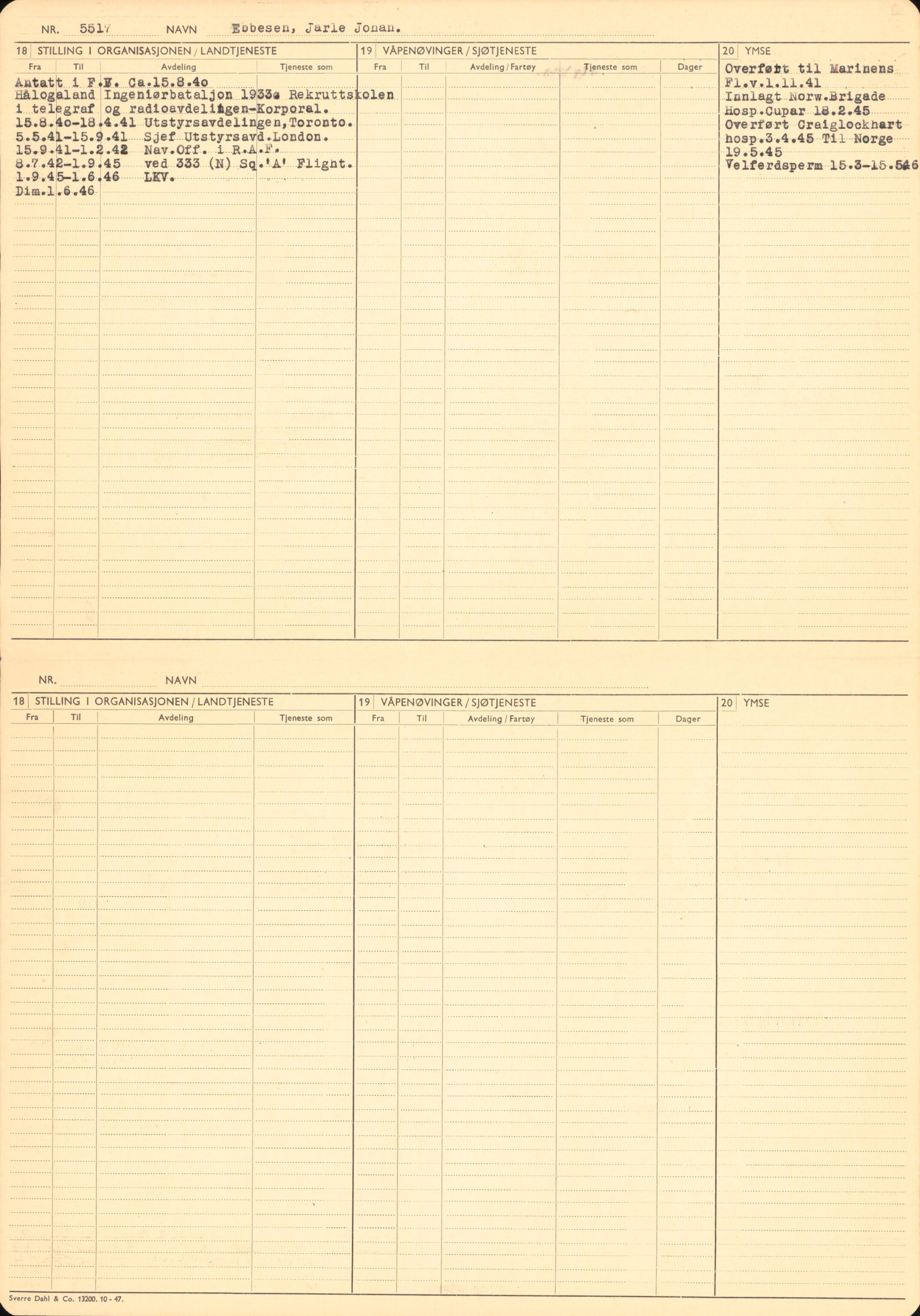 Forsvaret, Forsvarets overkommando/Luftforsvarsstaben, RA/RAFA-4079/P/Pa/L0024: Personellpapirer, 1910, s. 138