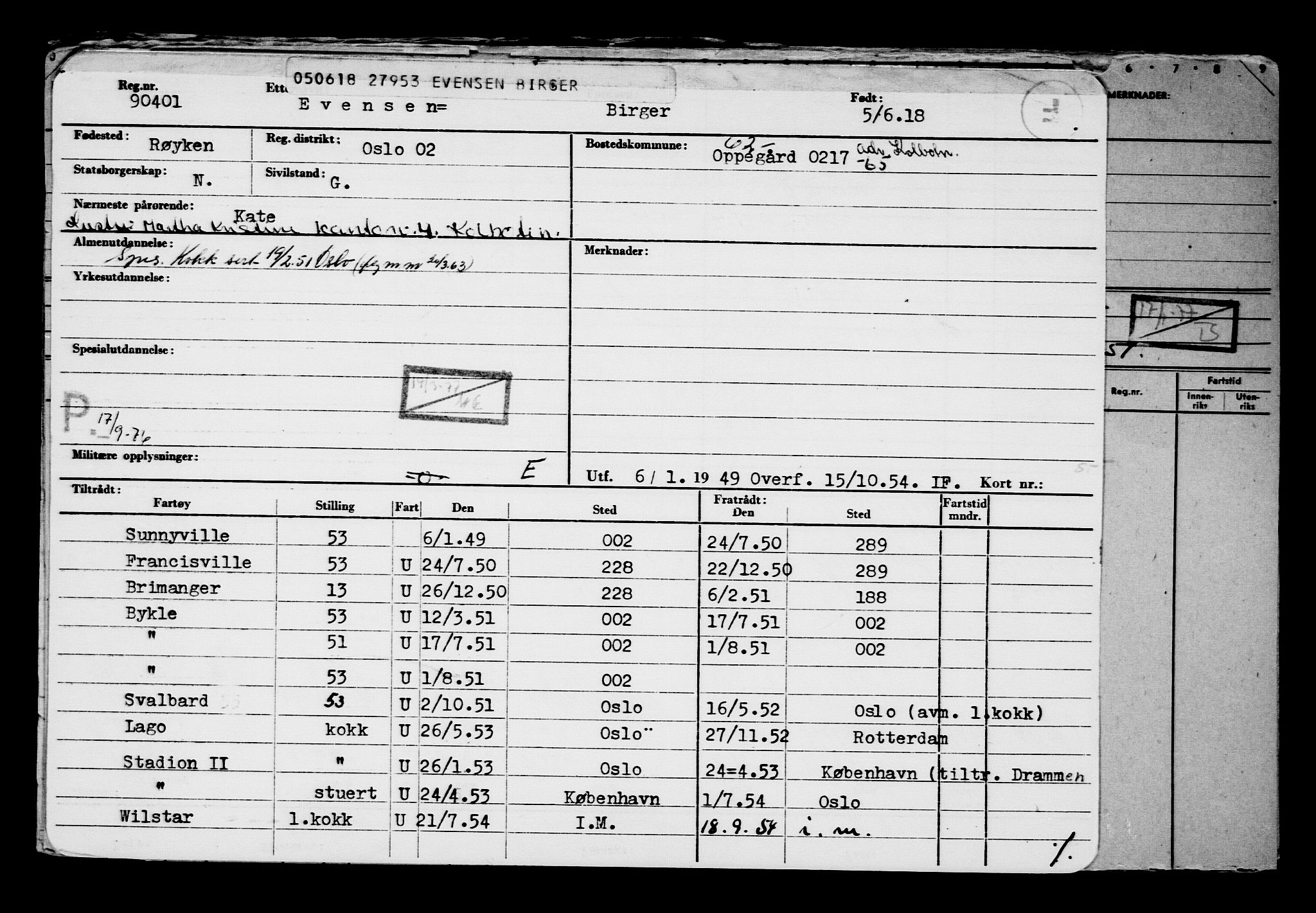 Direktoratet for sjømenn, AV/RA-S-3545/G/Gb/L0159: Hovedkort, 1918, s. 70