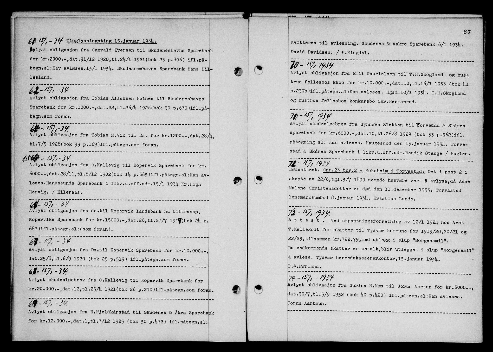 Karmsund sorenskriveri, SAST/A-100311/01/II/IIB/L0062: Pantebok nr. 43, 1933-1934, Tingl.dato: 15.01.1934