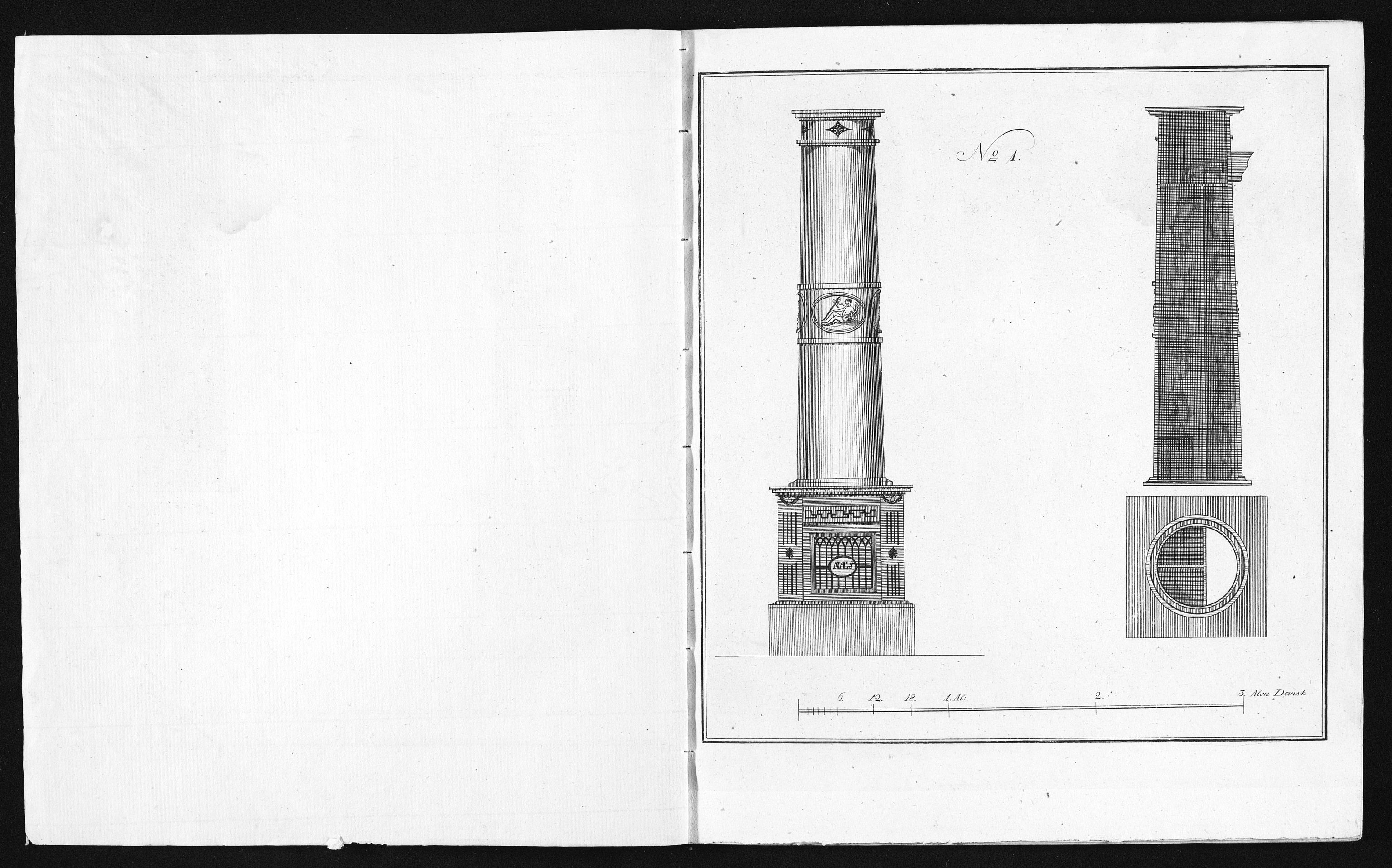 Næs Jernverksmuseets samling av historiske ovnskataloger, NESJ/NJM-006/01/L0061: Tegninger af Næs Jernværks Kakkelovne, 1ste Hefte, København 1821