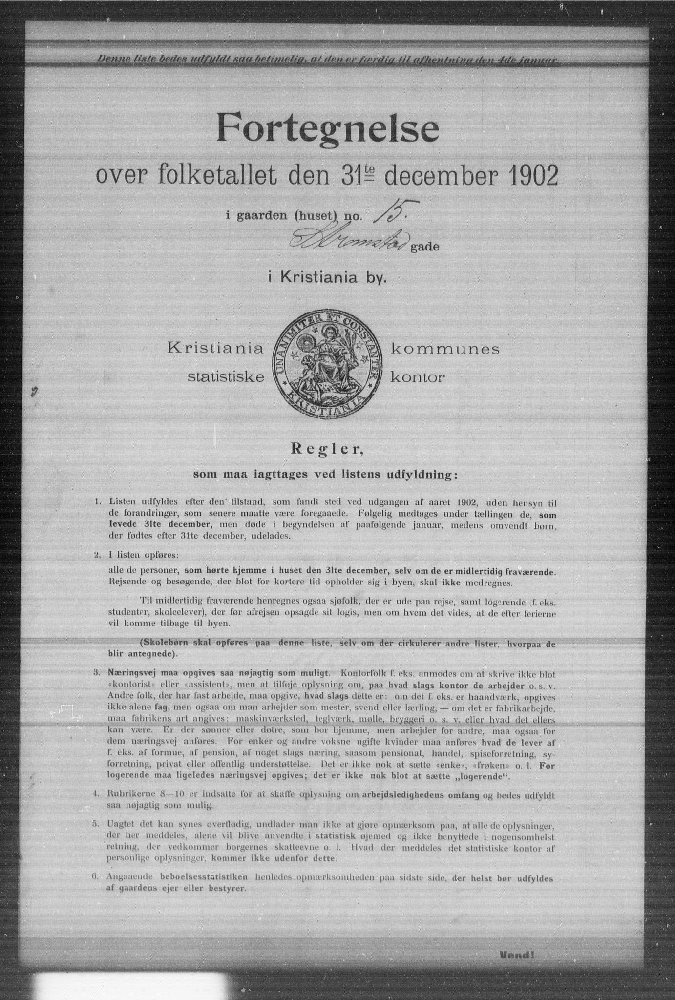 OBA, Kommunal folketelling 31.12.1902 for Kristiania kjøpstad, 1902, s. 19001