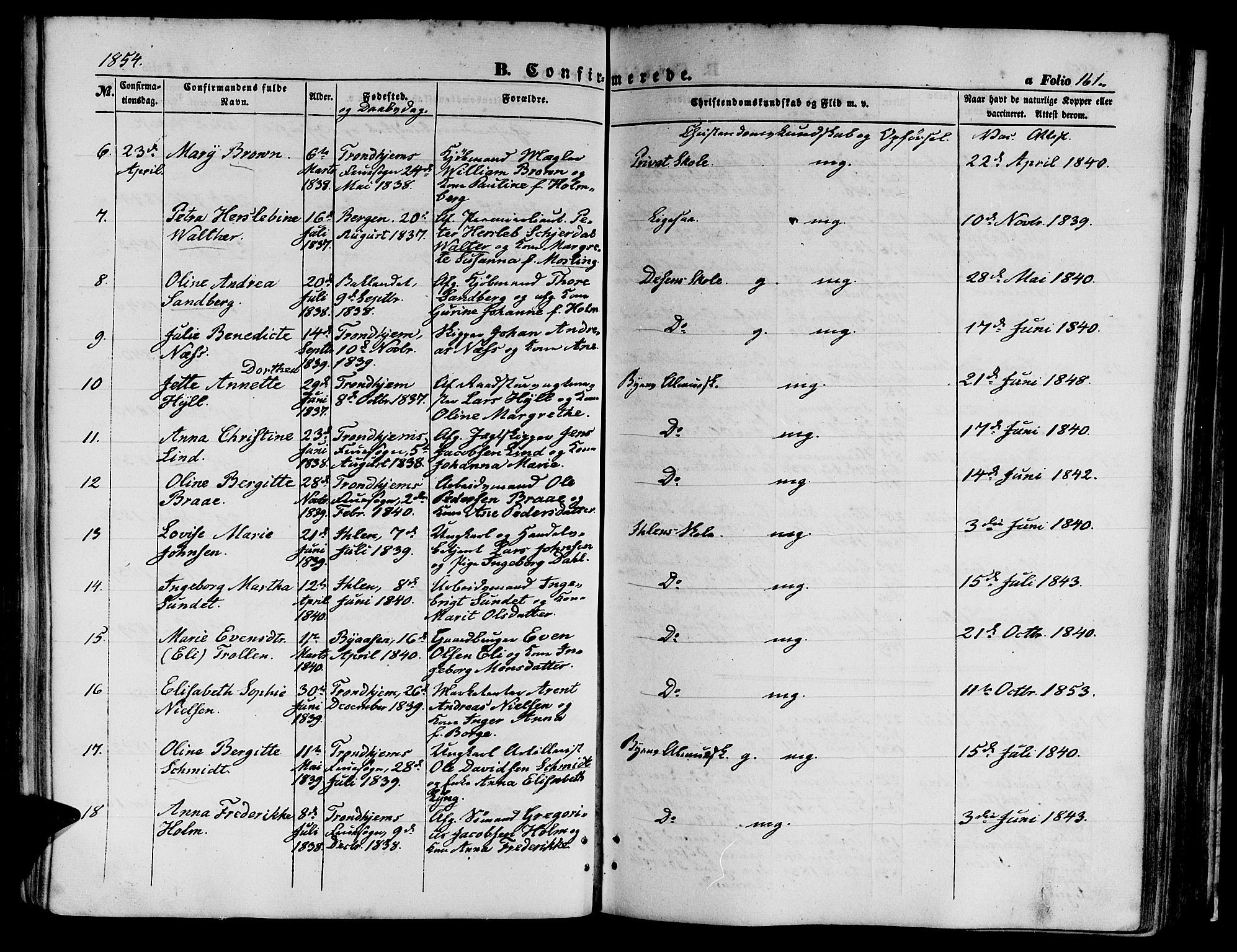 Ministerialprotokoller, klokkerbøker og fødselsregistre - Sør-Trøndelag, SAT/A-1456/602/L0138: Klokkerbok nr. 602C06, 1853-1858, s. 161