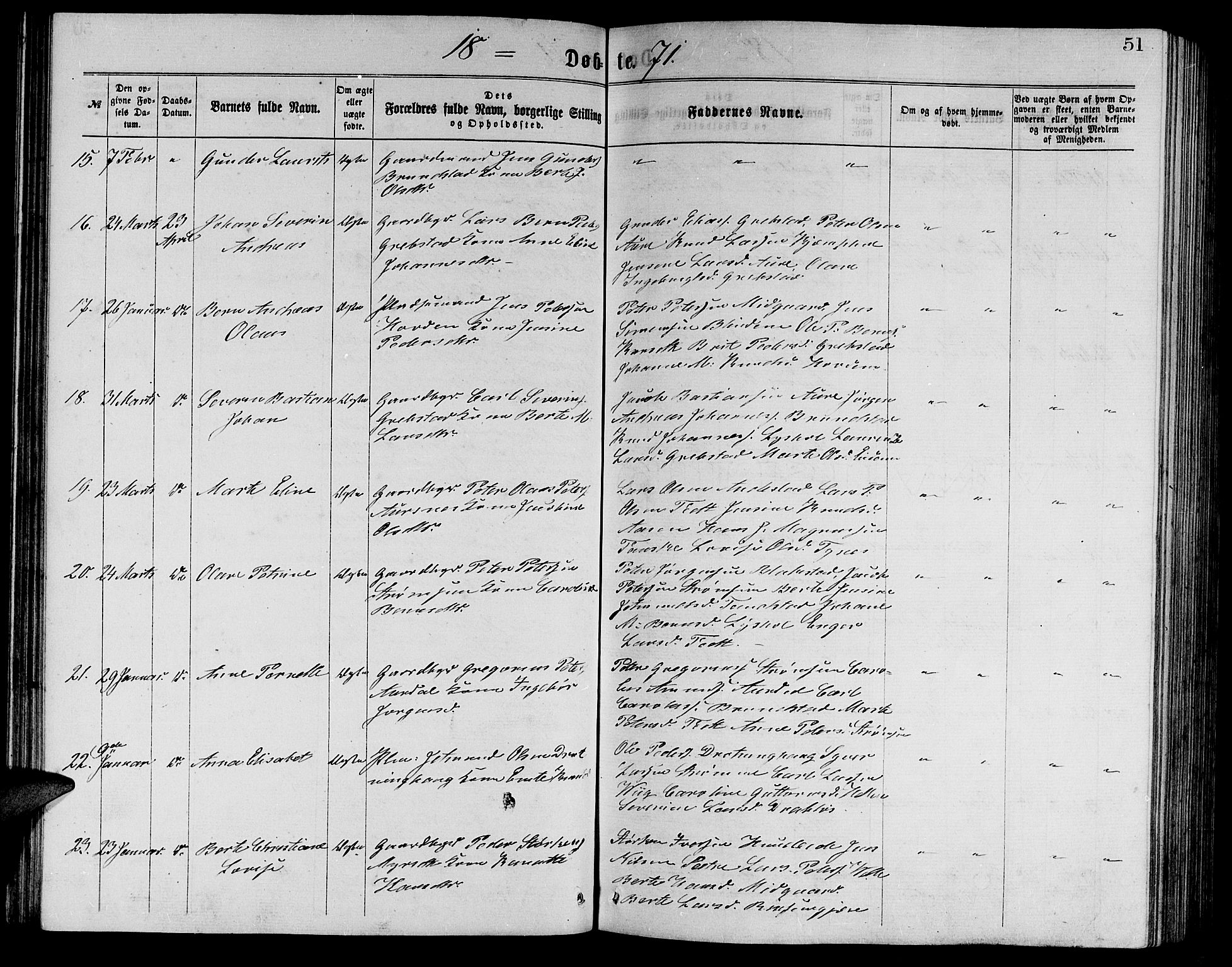 Ministerialprotokoller, klokkerbøker og fødselsregistre - Møre og Romsdal, AV/SAT-A-1454/523/L0338: Klokkerbok nr. 523C01, 1865-1877, s. 51