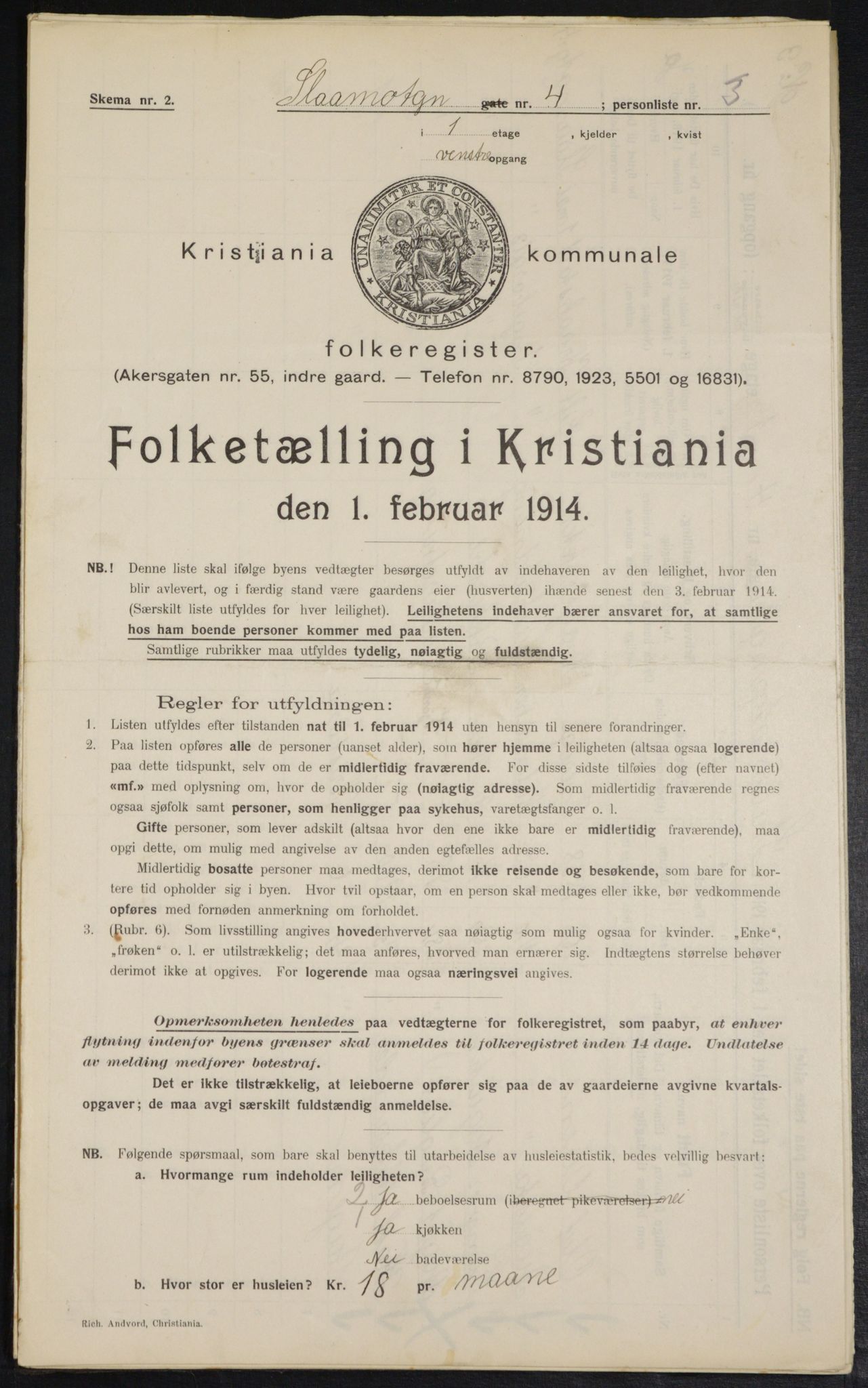 OBA, Kommunal folketelling 1.2.1914 for Kristiania, 1914, s. 96782