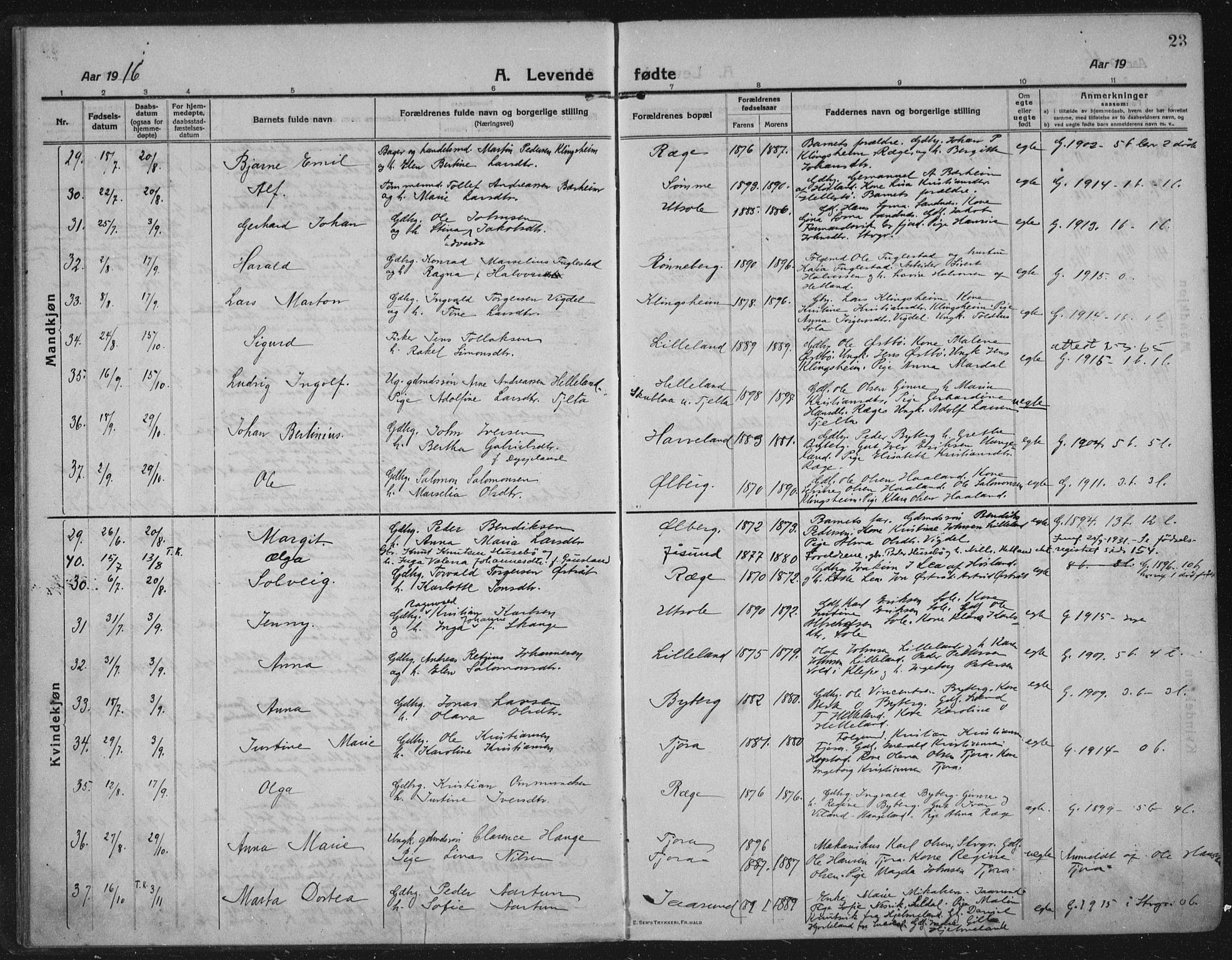 Håland sokneprestkontor, AV/SAST-A-101802/002/C/L0001: Ministerialbok nr. A 14, 1913-1927, s. 23