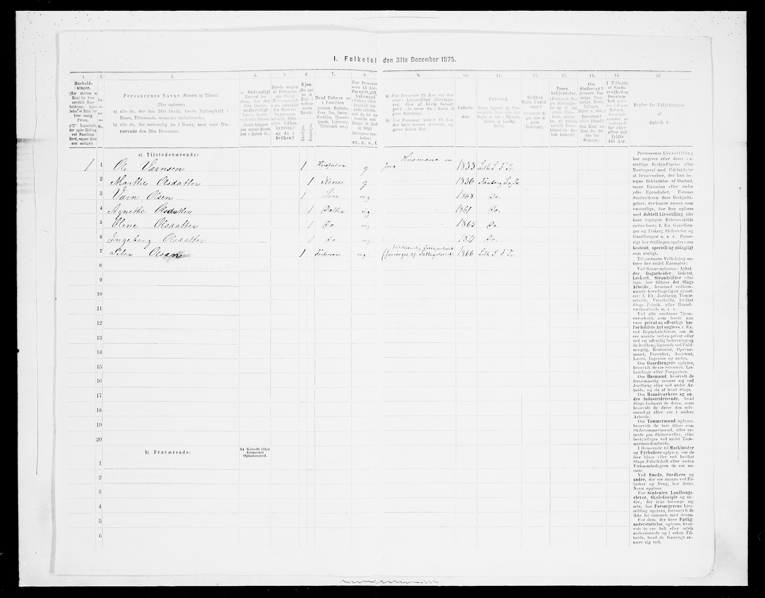 SAH, Folketelling 1875 for 0524L Fåberg prestegjeld, Fåberg sokn og Lillehammer landsokn, 1875, s. 1314