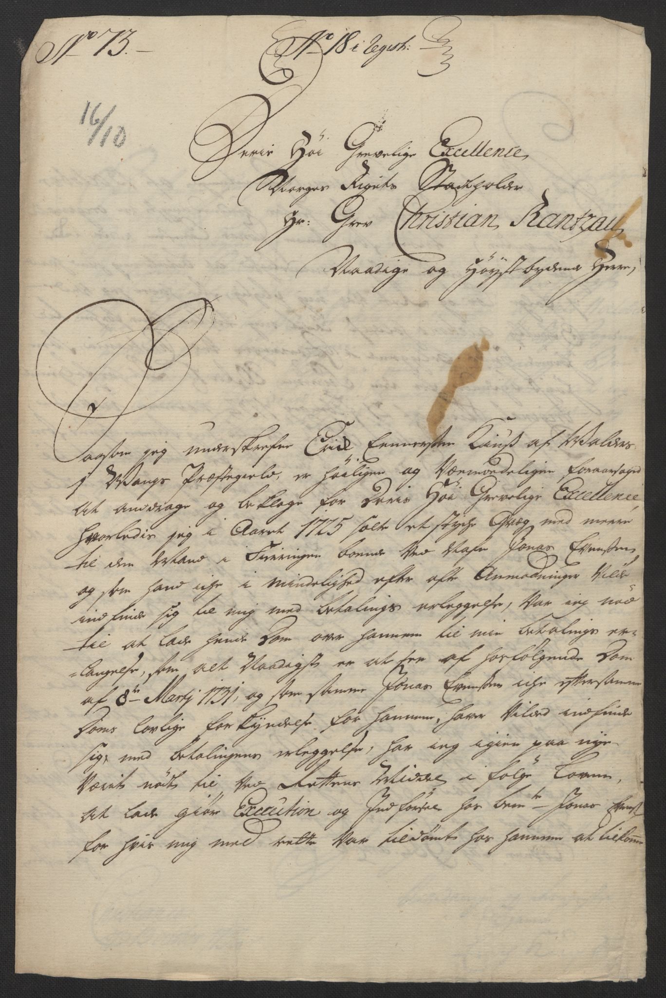 Stattholderembetet 1572-1771, AV/RA-EA-2870/Ef/L0106: Brev fra embetsmenn og andre, 1730-1732, s. 297