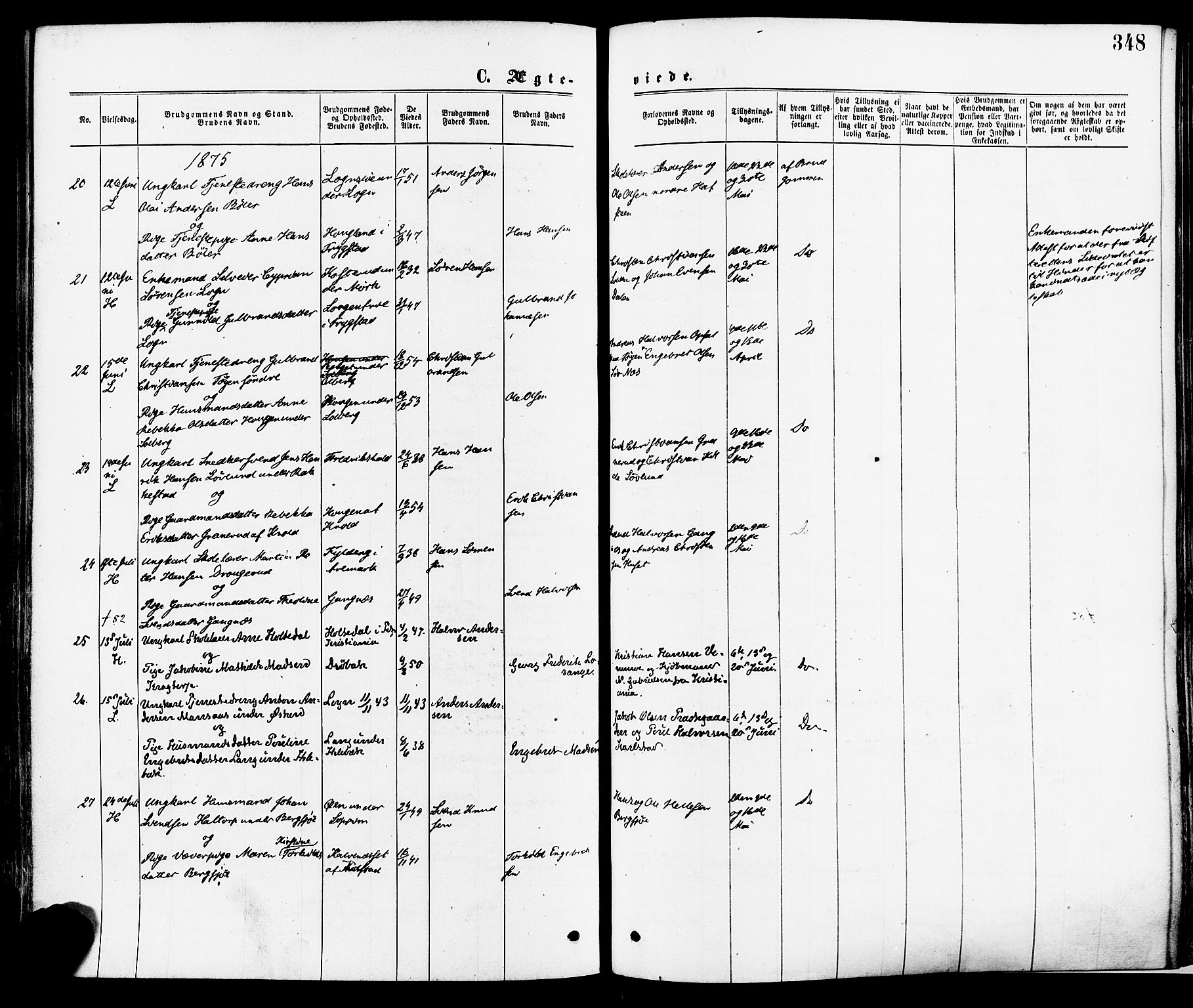 Høland prestekontor Kirkebøker, SAO/A-10346a/F/Fa/L0012.a: Ministerialbok nr. I 12A, 1869-1879, s. 348