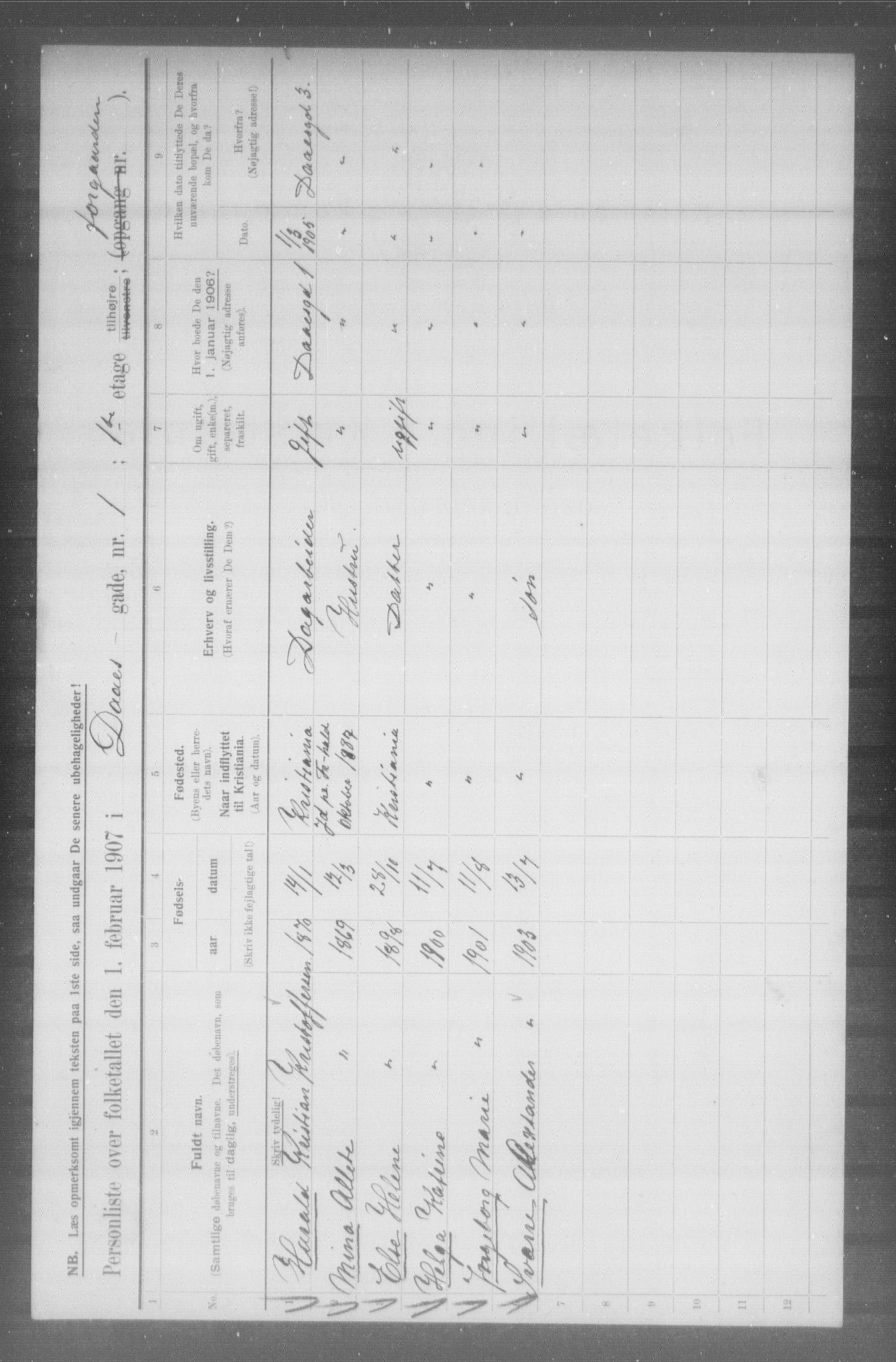 OBA, Kommunal folketelling 1.2.1907 for Kristiania kjøpstad, 1907, s. 9092