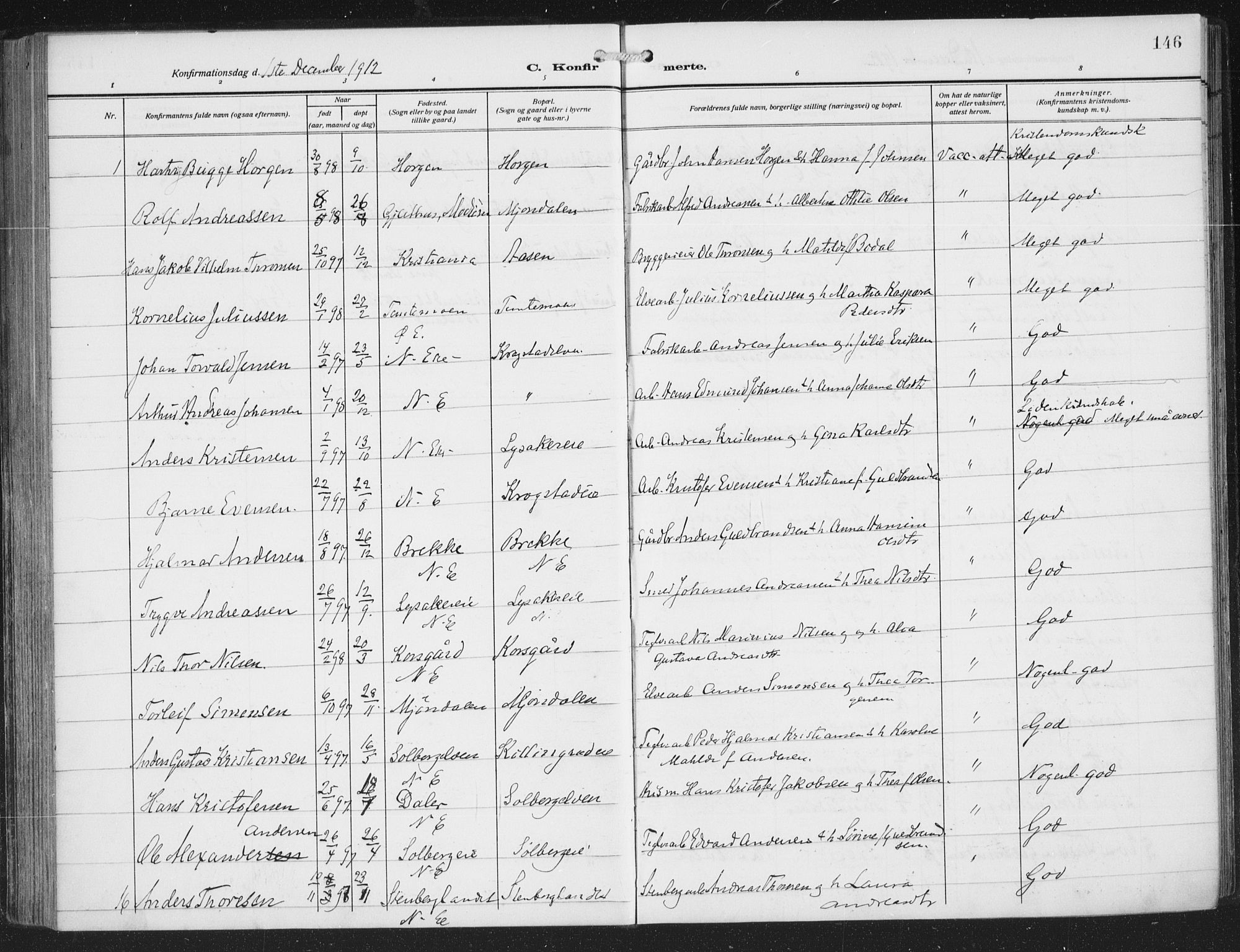 Nedre Eiker kirkebøker, AV/SAKO-A-612/F/Fa/L0007: Ministerialbok nr. 7, 1912-1918, s. 146