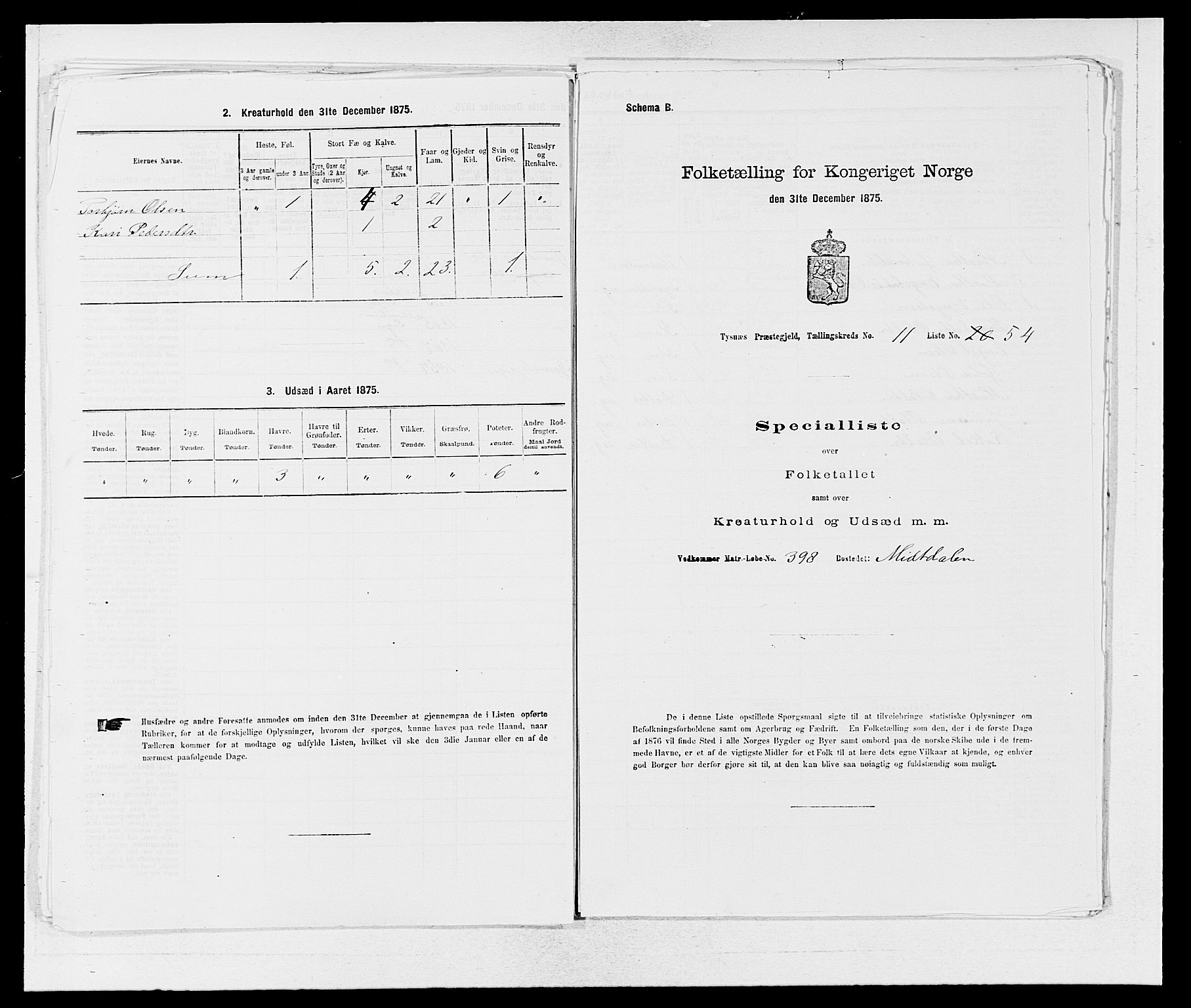 SAB, Folketelling 1875 for 1223P Tysnes prestegjeld, 1875, s. 1356