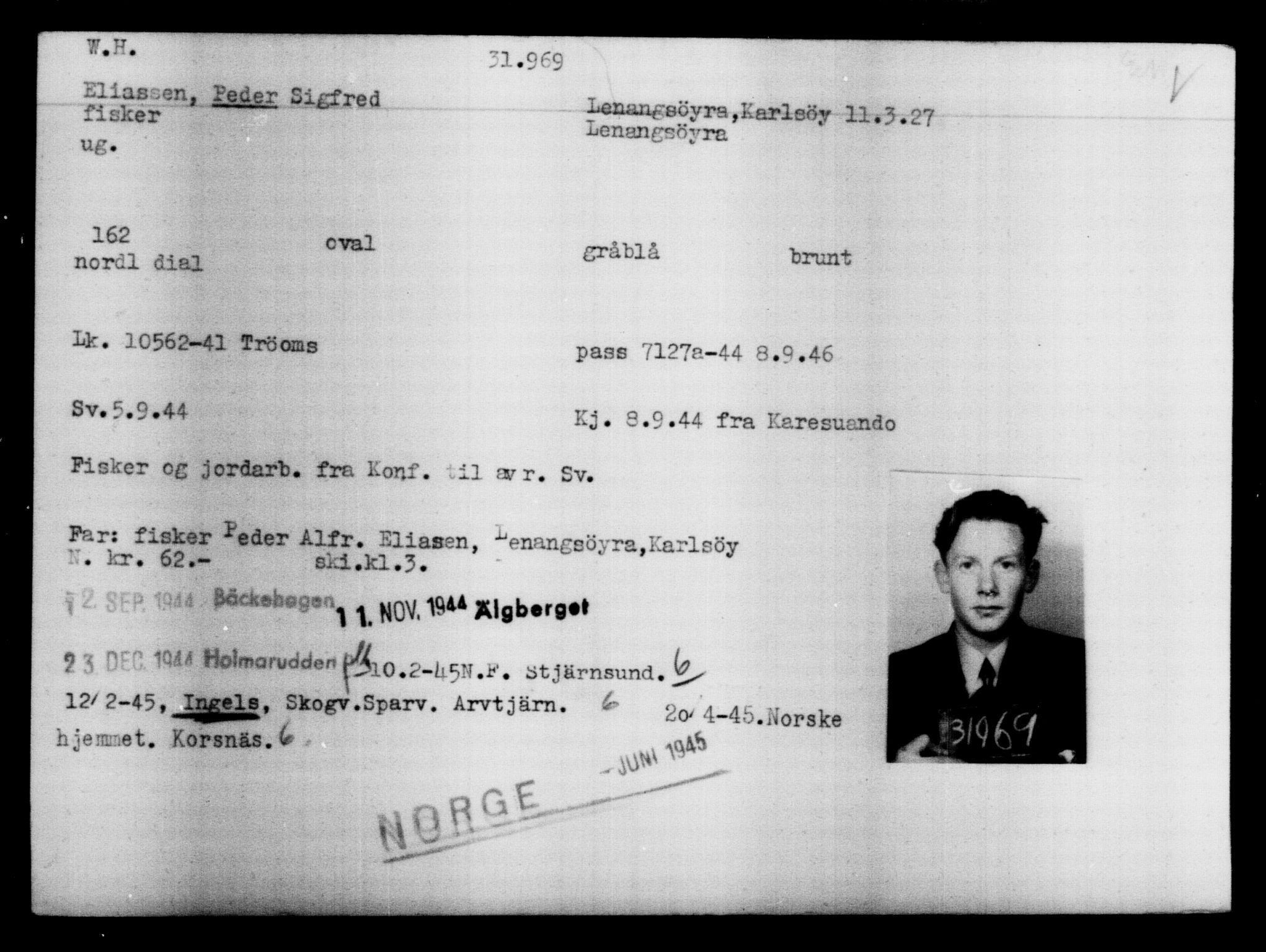 Den Kgl. Norske Legasjons Flyktningskontor, AV/RA-S-6753/V/Va/L0013: Kjesäterkartoteket.  Flyktningenr. 31500-34731, 1940-1945, s. 519