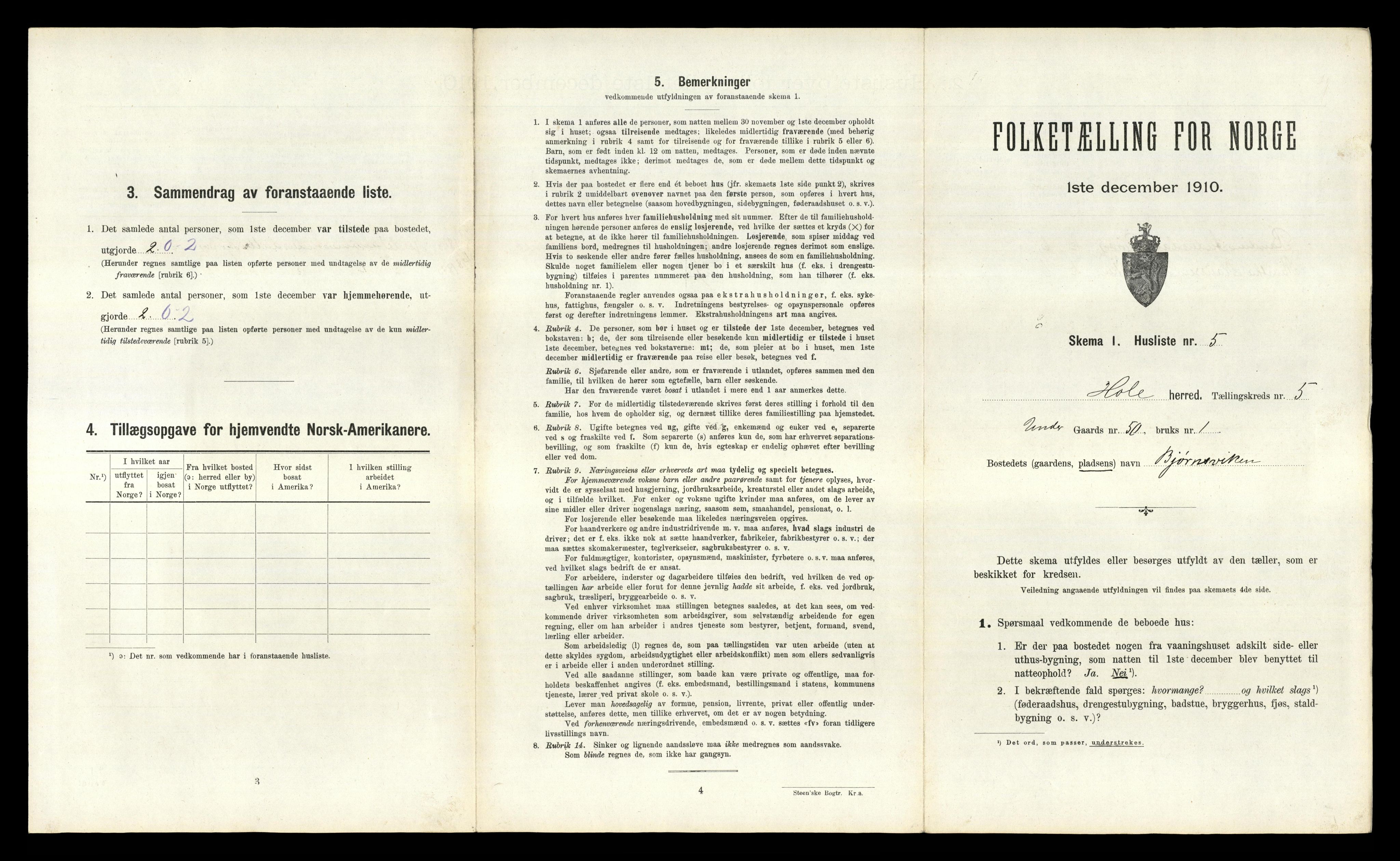 RA, Folketelling 1910 for 0612 Hole herred, 1910, s. 712