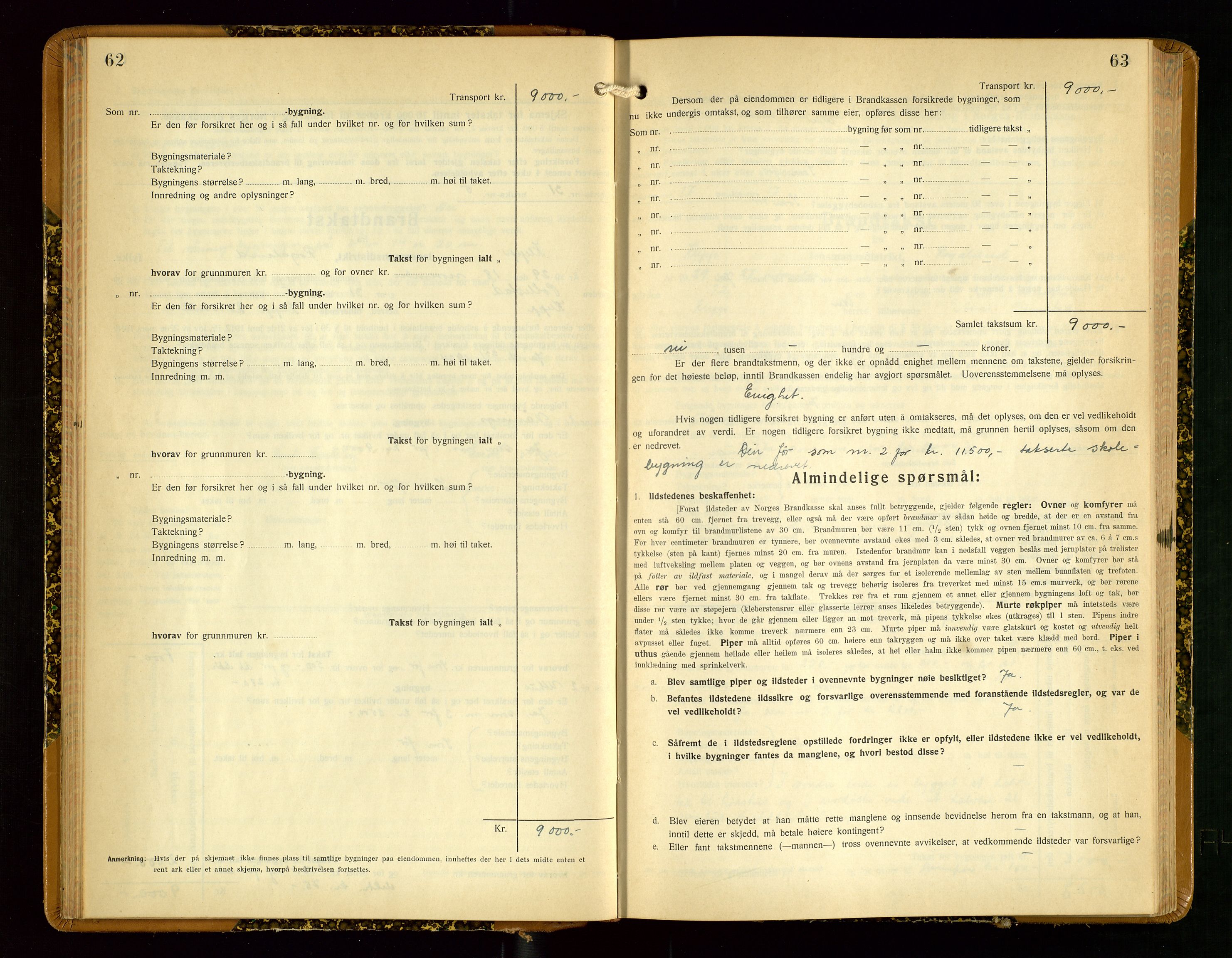 Klepp lensmannskontor, SAST/A-100163/Goc/L0012: "Brandtakstprotokoll" m/register, 1929-1933, s. 62-63