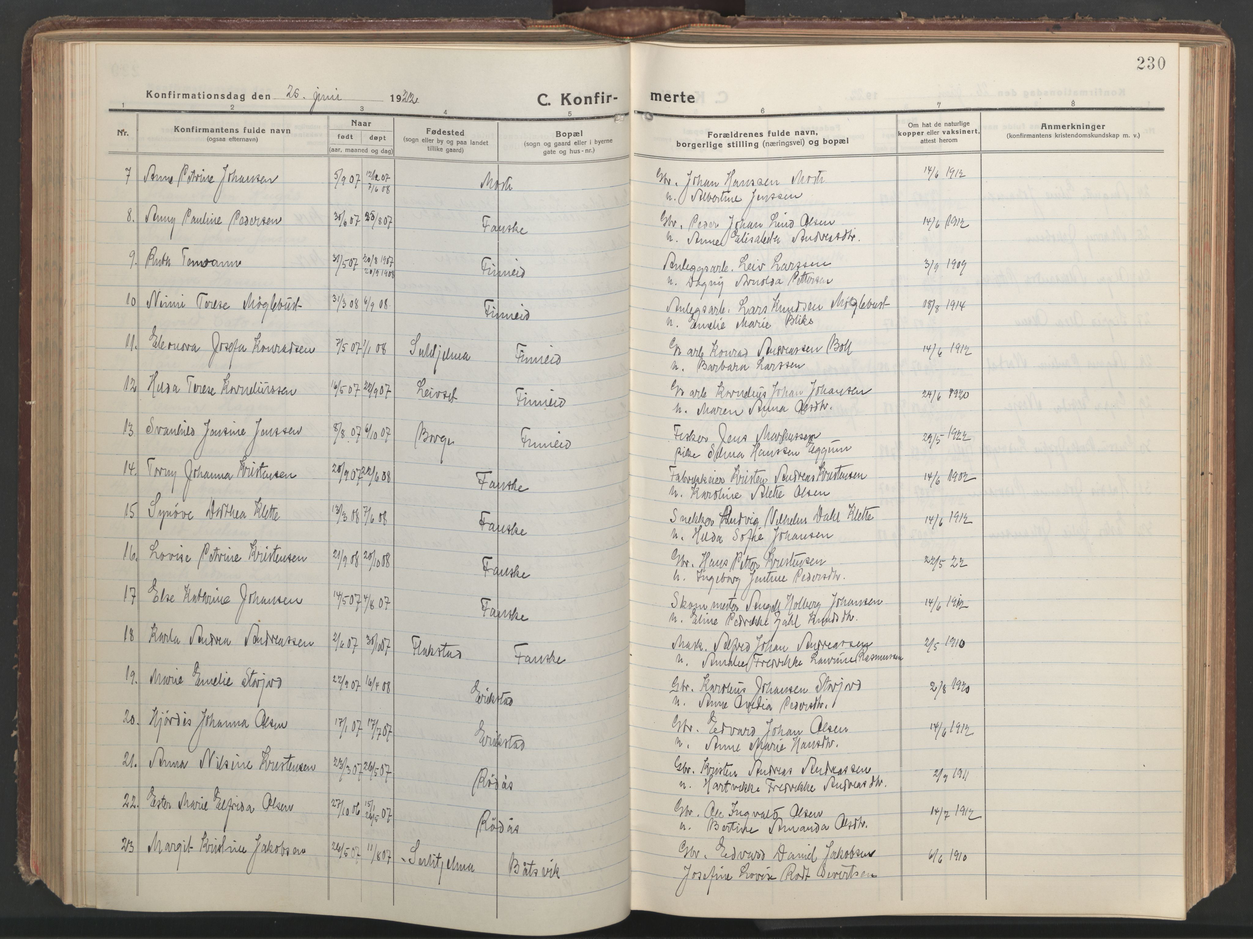 Ministerialprotokoller, klokkerbøker og fødselsregistre - Nordland, AV/SAT-A-1459/849/L0700: Klokkerbok nr. 849C01, 1919-1946, s. 230