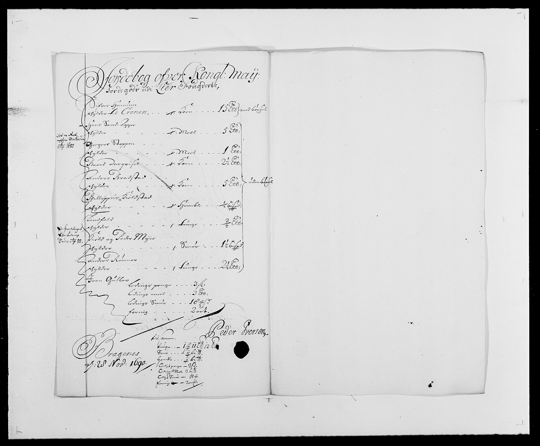 Rentekammeret inntil 1814, Reviderte regnskaper, Fogderegnskap, AV/RA-EA-4092/R28/L1689: Fogderegnskap Eiker og Lier, 1690-1691, s. 21
