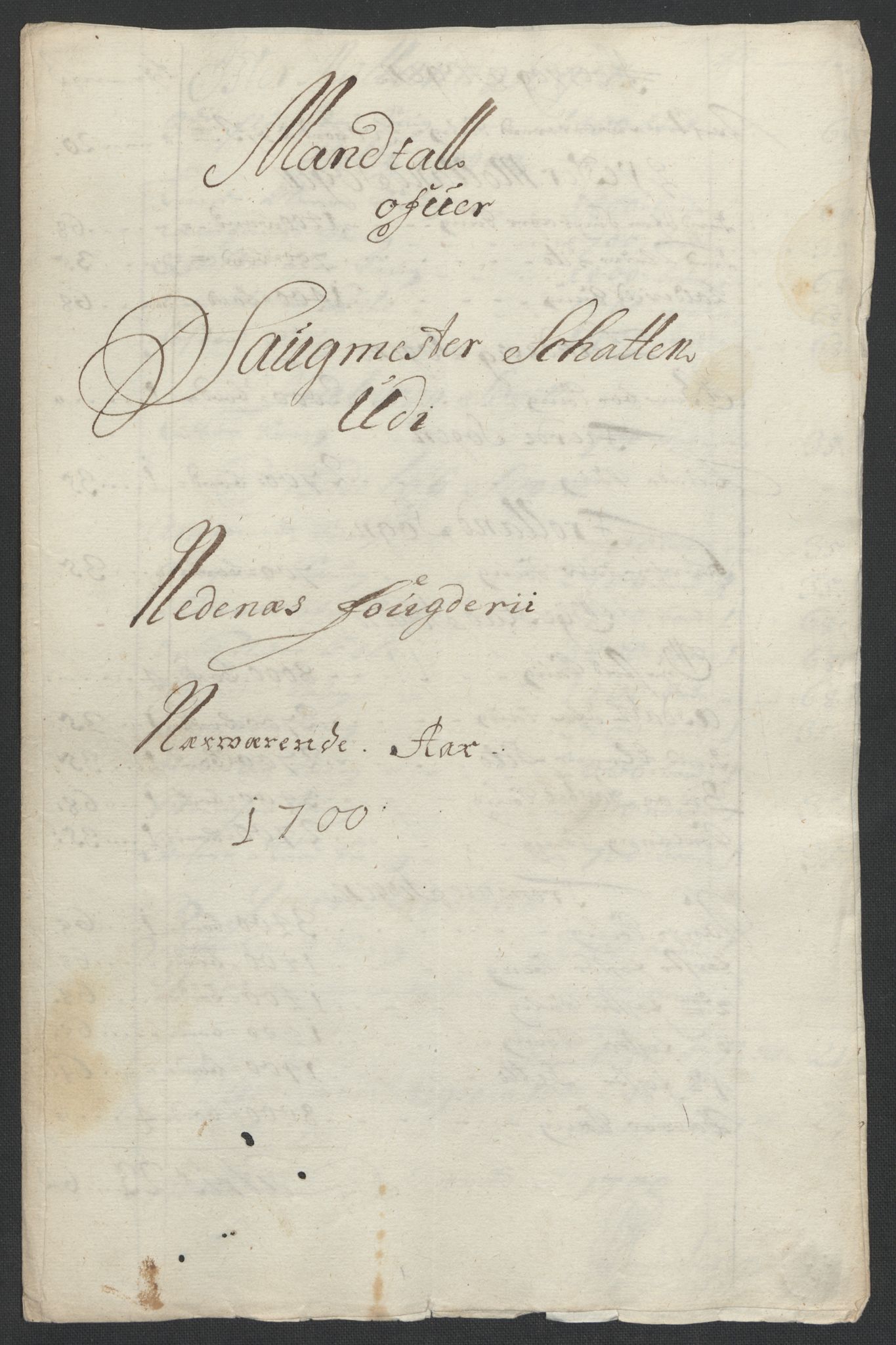 Rentekammeret inntil 1814, Reviderte regnskaper, Fogderegnskap, RA/EA-4092/R39/L2315: Fogderegnskap Nedenes, 1700-1701, s. 39