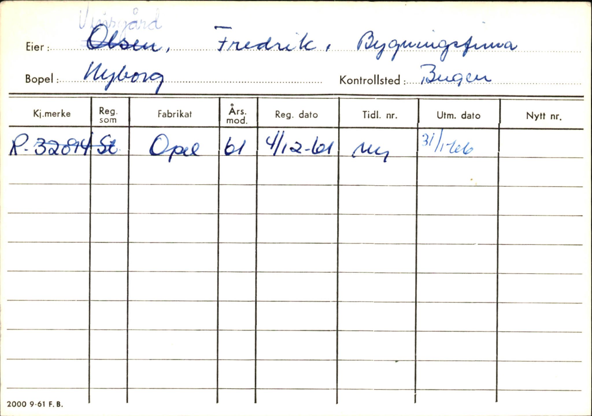 Statens vegvesen, Hordaland vegkontor, AV/SAB-A-5201/2/Ha/L0060: R-eierkort V-W, 1920-1971, s. 31