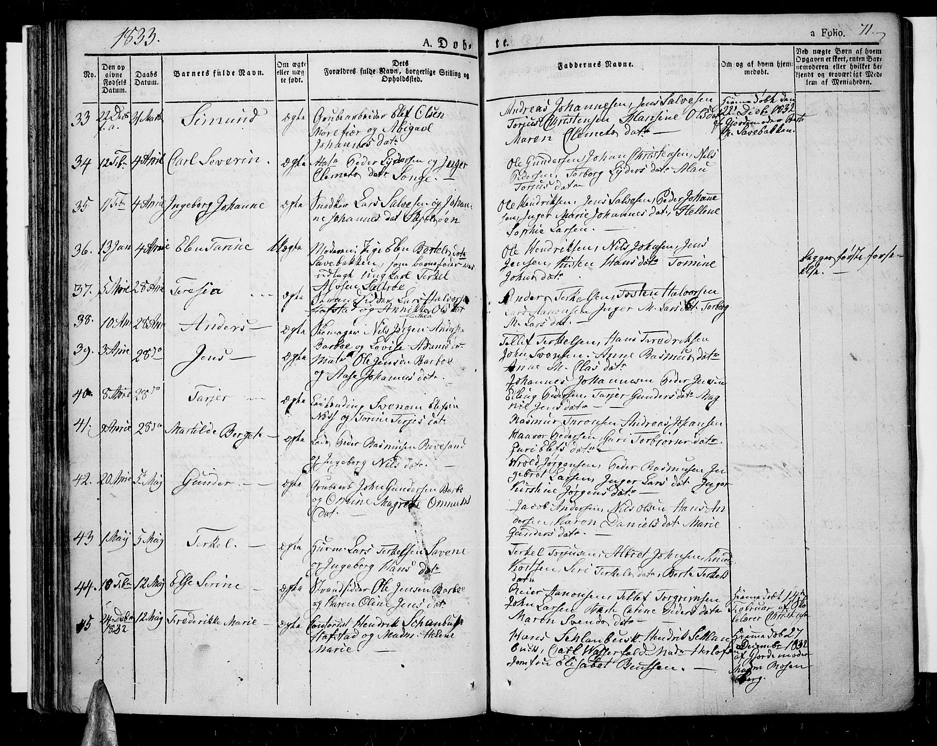 Tromøy sokneprestkontor, AV/SAK-1111-0041/F/Fa/L0003: Ministerialbok nr. A 3, 1825-1837, s. 71