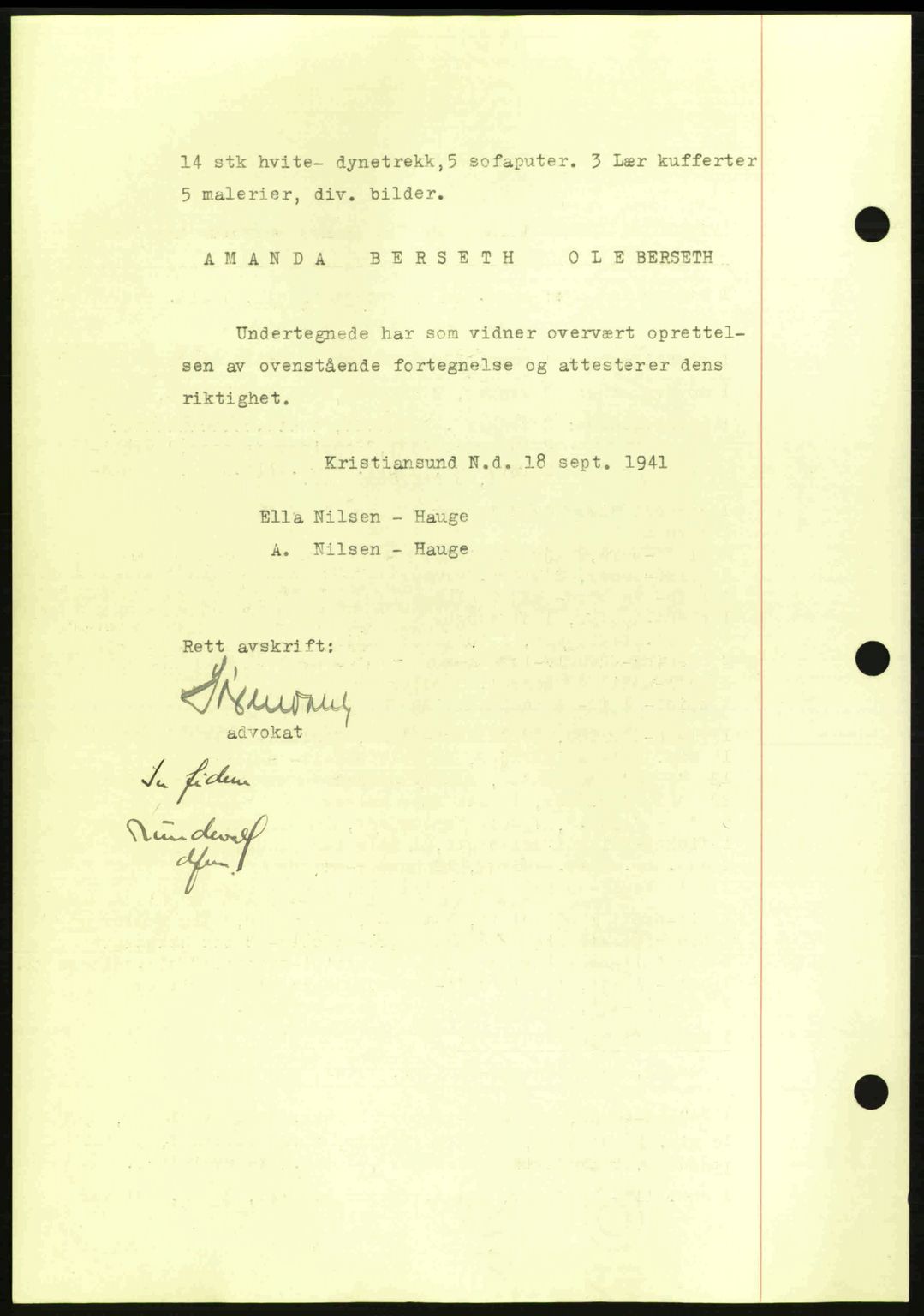 Kristiansund byfogd, AV/SAT-A-4587/A/27: Pantebok nr. 35, 1941-1942, Dagboknr: 820/1941
