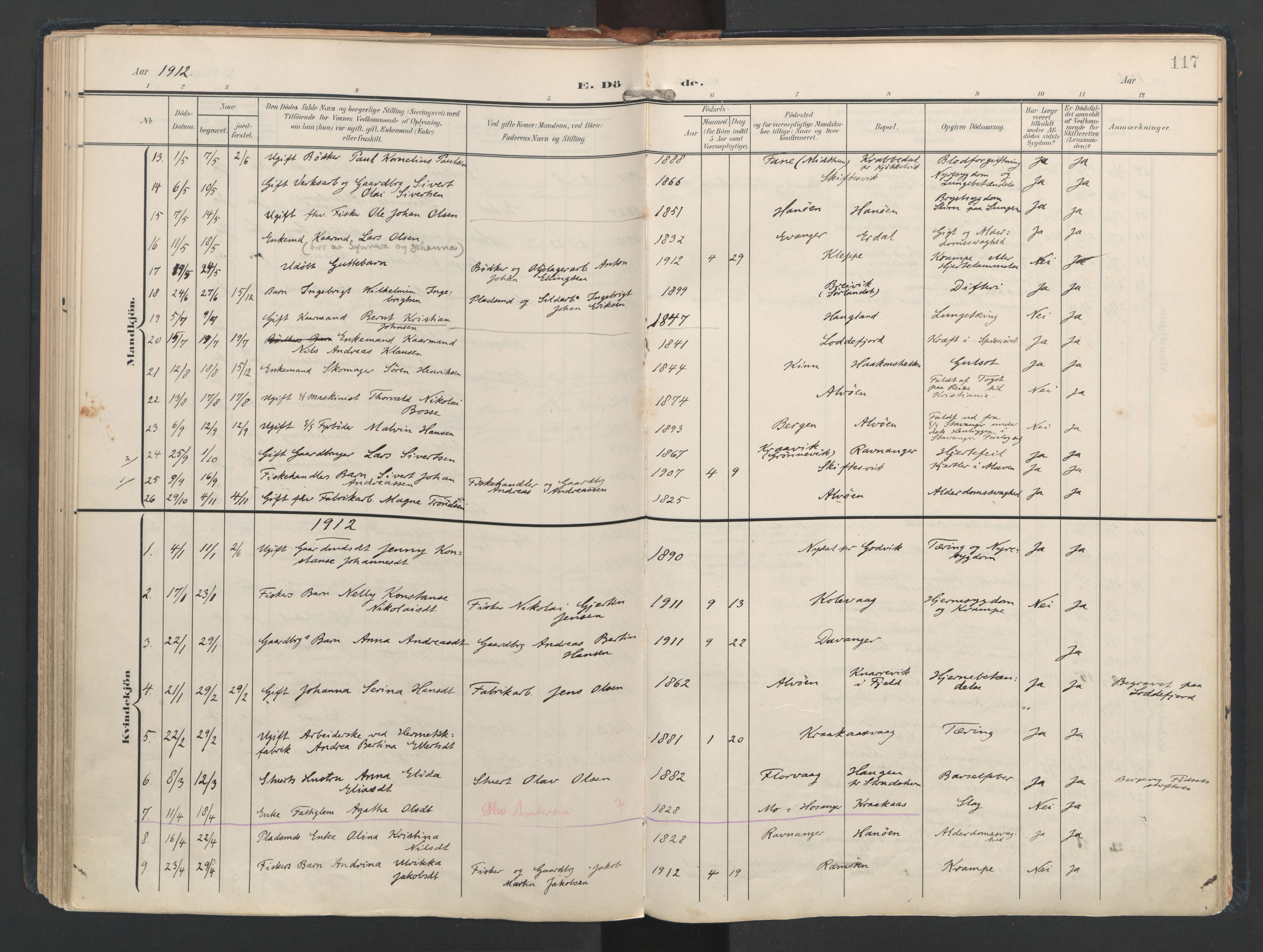 Askøy Sokneprestembete, SAB/A-74101/H/Ha/Haa/Haad/L0001: Ministerialbok nr. D 1, 1902-1916, s. 117