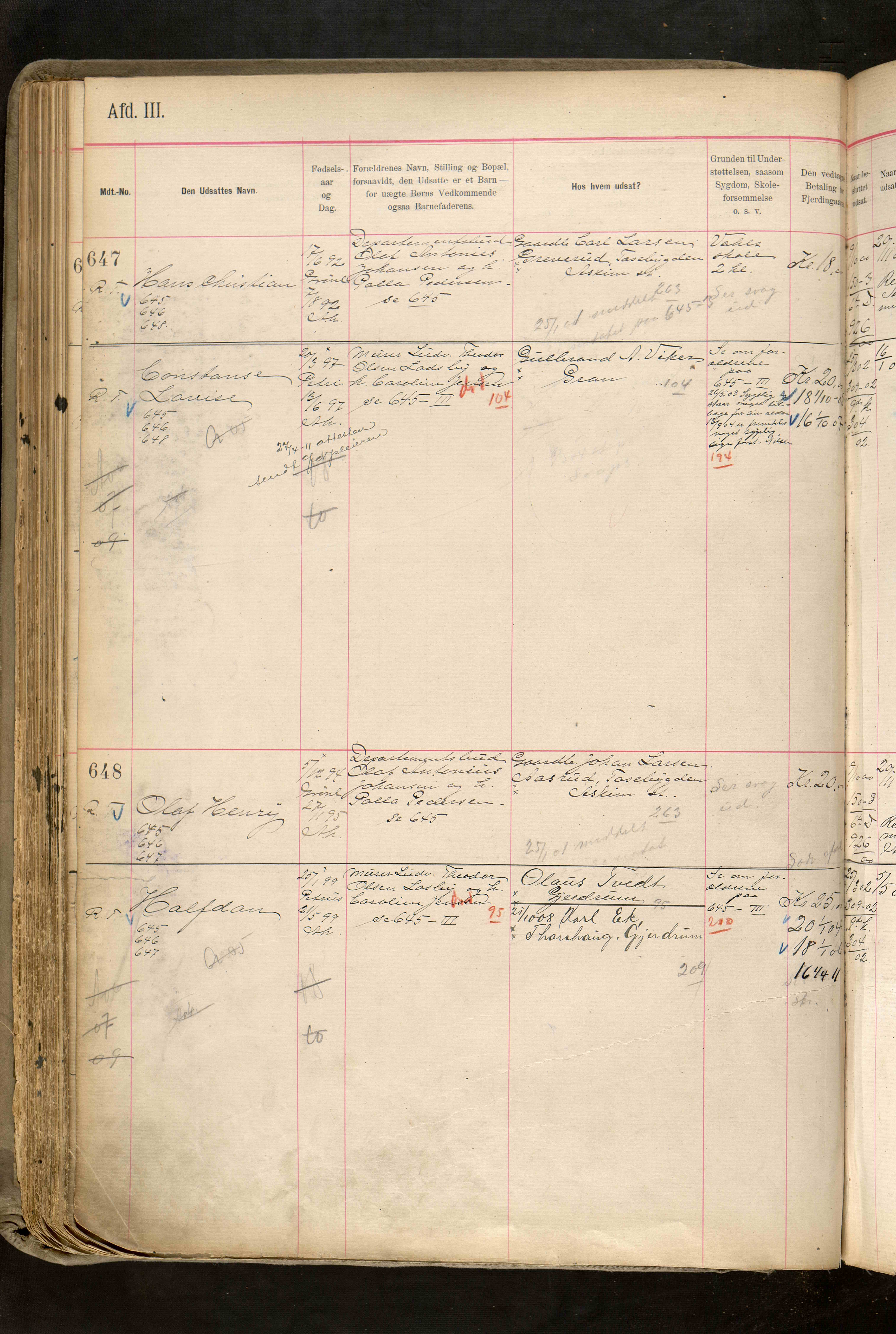 Fattigvesenet, OBA/A-20045/H/Hd/L0006: Manntallsprotokoll. Mnr. 501-1000, 1897-1910, s. 170