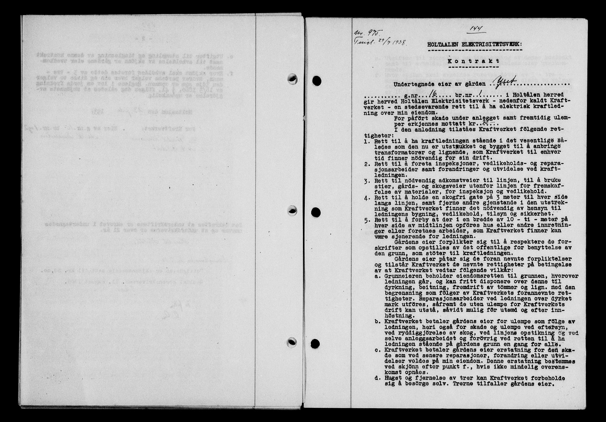 Gauldal sorenskriveri, SAT/A-0014/1/2/2C/L0049: Pantebok nr. 53, 1938-1938, Dagboknr: 975/1938
