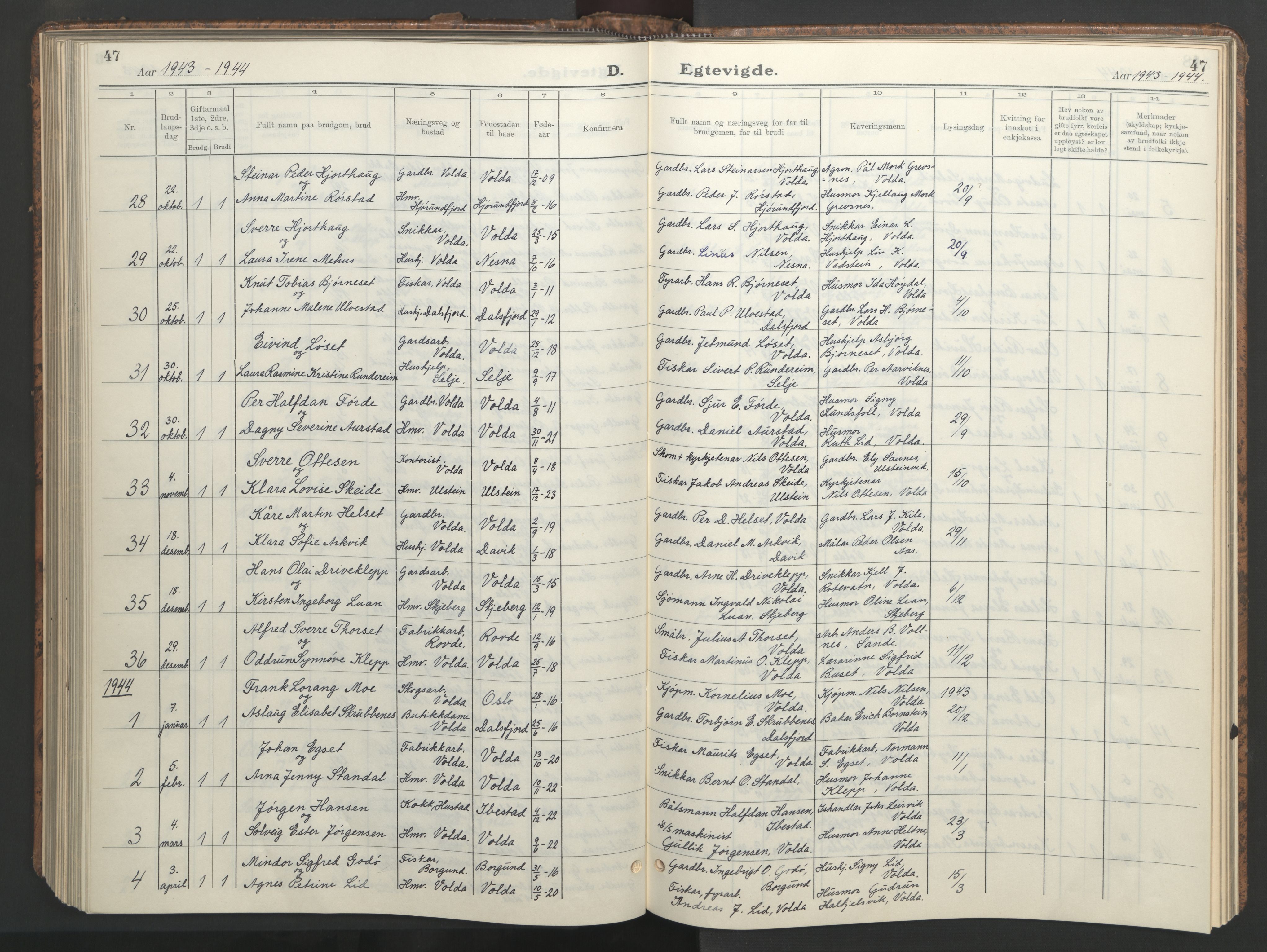 Ministerialprotokoller, klokkerbøker og fødselsregistre - Møre og Romsdal, SAT/A-1454/511/L0161: Klokkerbok nr. 511C07, 1933-1948, s. 47