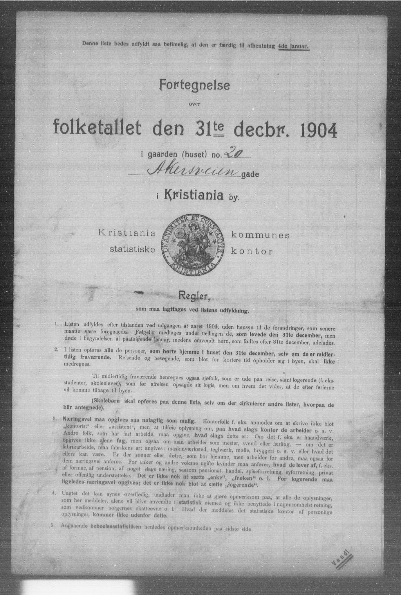 OBA, Kommunal folketelling 31.12.1904 for Kristiania kjøpstad, 1904, s. 355