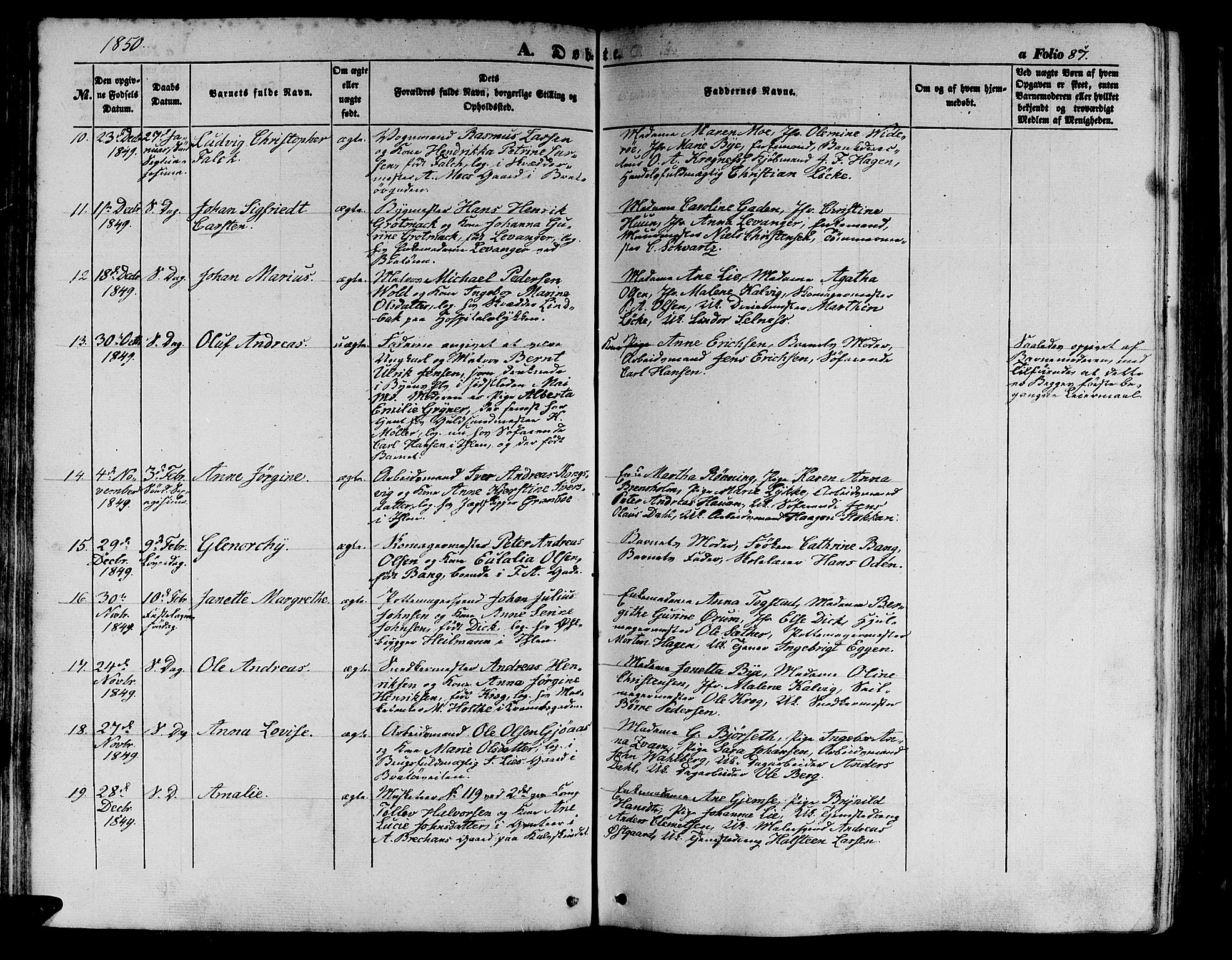 Ministerialprotokoller, klokkerbøker og fødselsregistre - Sør-Trøndelag, SAT/A-1456/602/L0137: Klokkerbok nr. 602C05, 1846-1856, s. 87