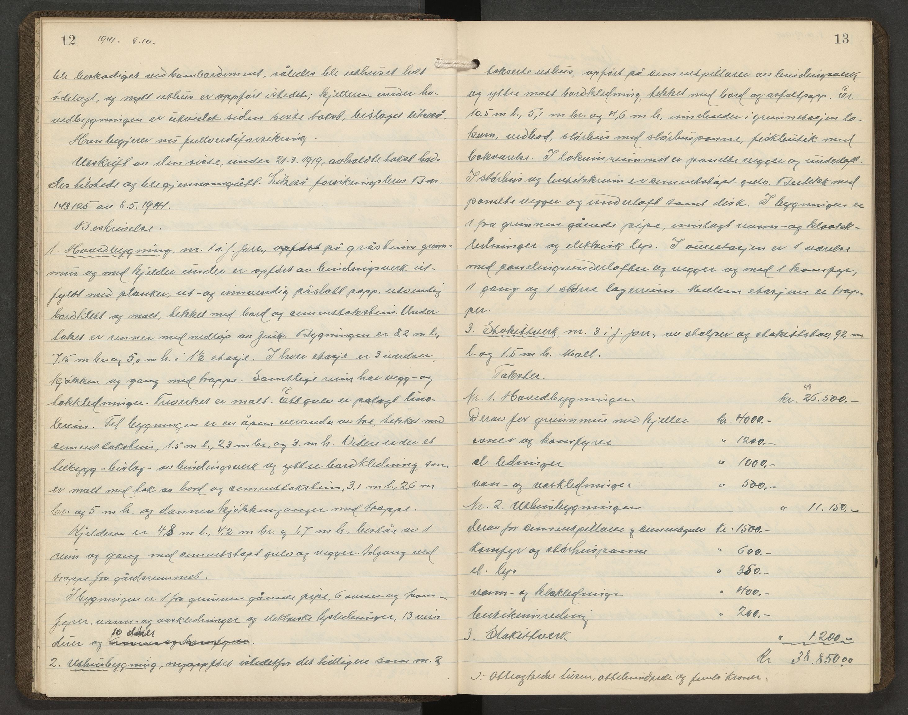 Norges Brannkasse Namsos, AV/SAT-A-5596/Fa/L0003: Branntakstprotokoll, 1941-1944