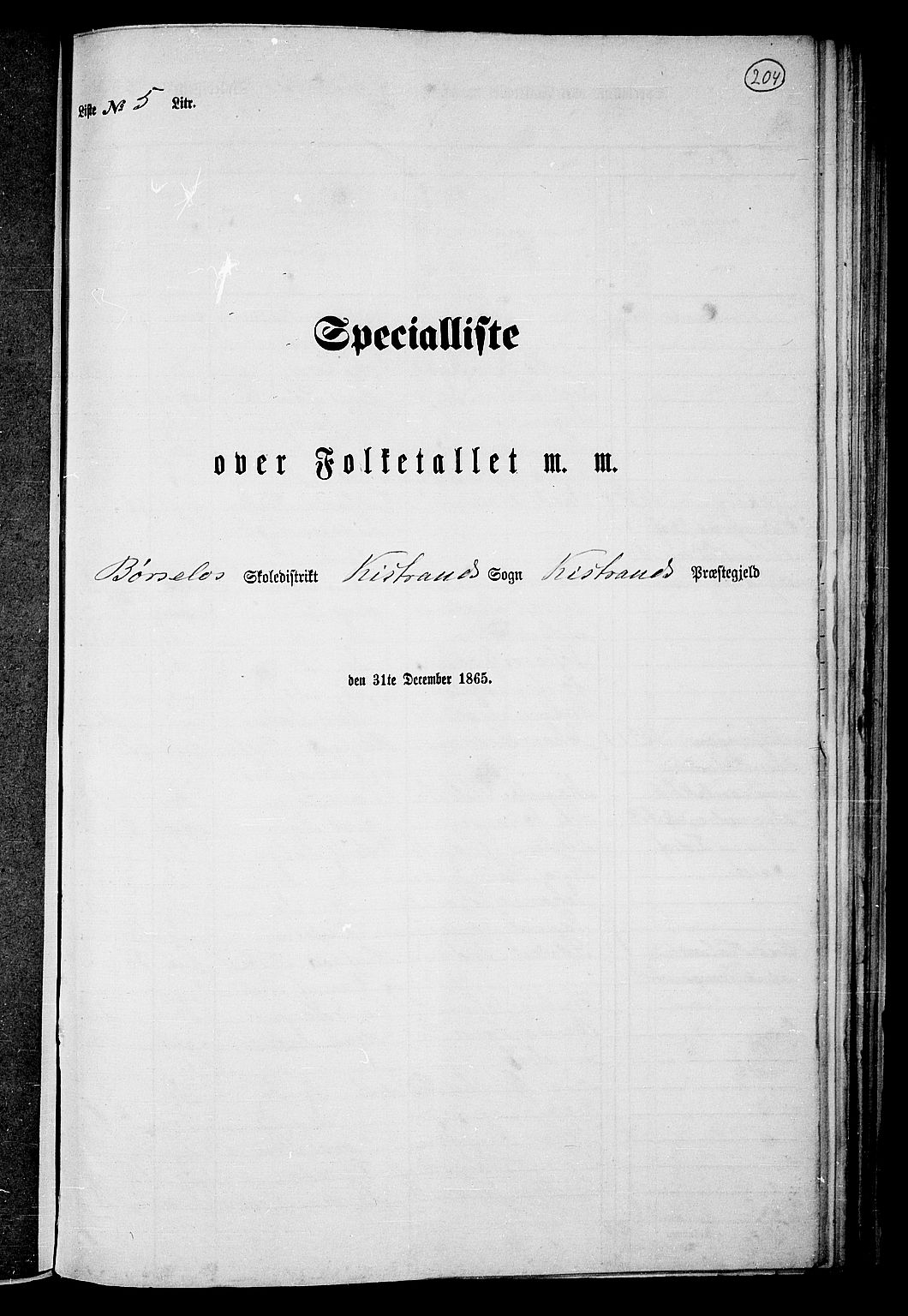 RA, Folketelling 1865 for 2020P Kistrand prestegjeld, 1865, s. 48