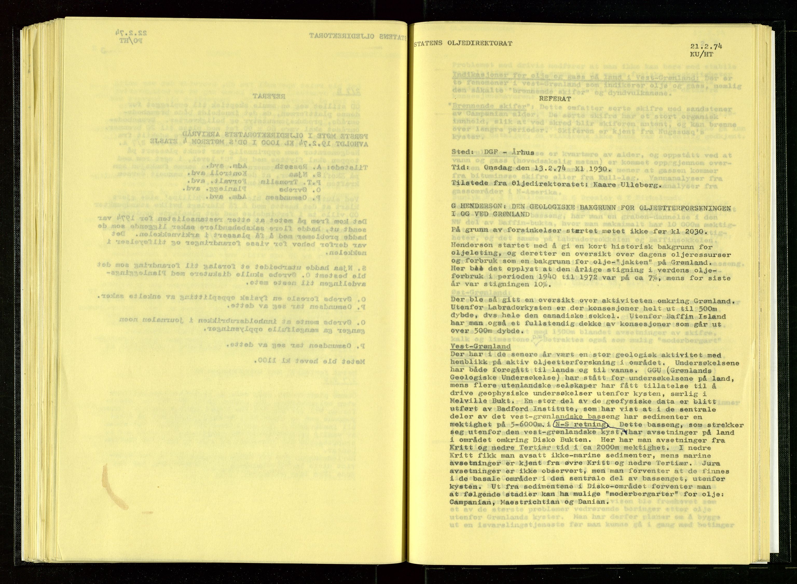 Oljedirektoratet, AV/SAST-A-101366/Aa/L0002: Referatprotokoller, 1974
