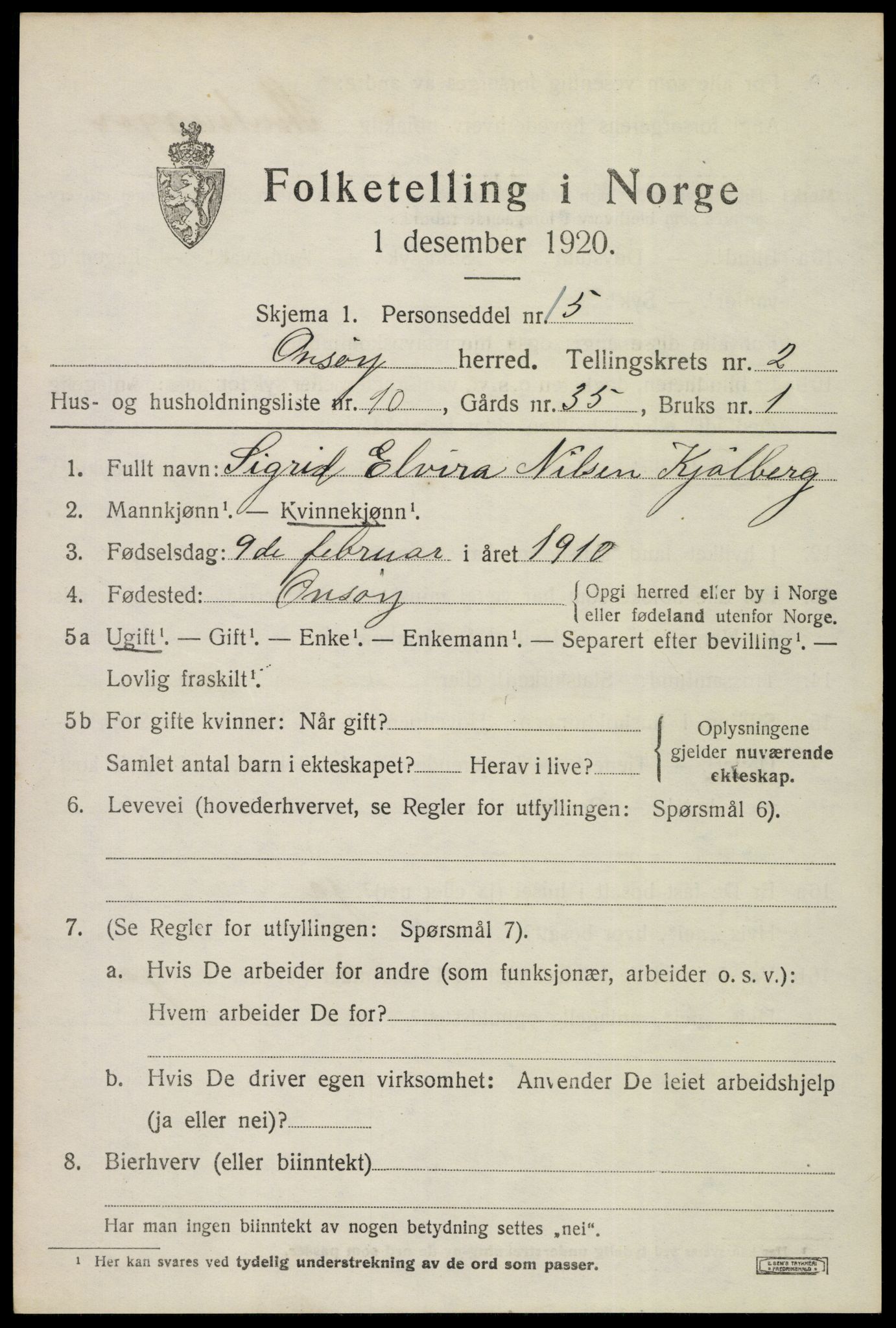 SAO, Folketelling 1920 for 0134 Onsøy herred, 1920, s. 3621