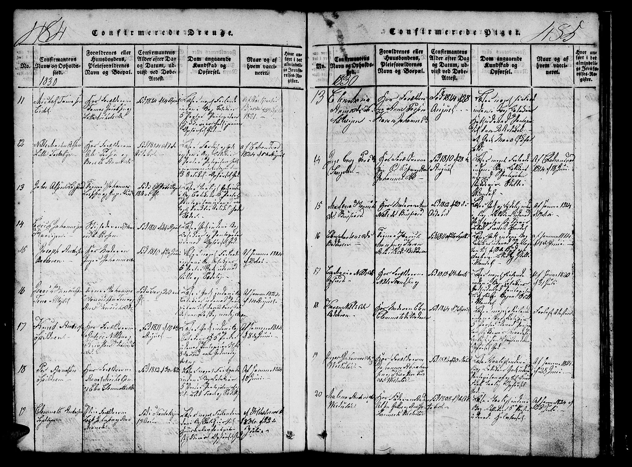 Skjervøy sokneprestkontor, AV/SATØ-S-1300/H/Ha/Hab/L0001klokker: Klokkerbok nr. 1, 1825-1838, s. 484-485